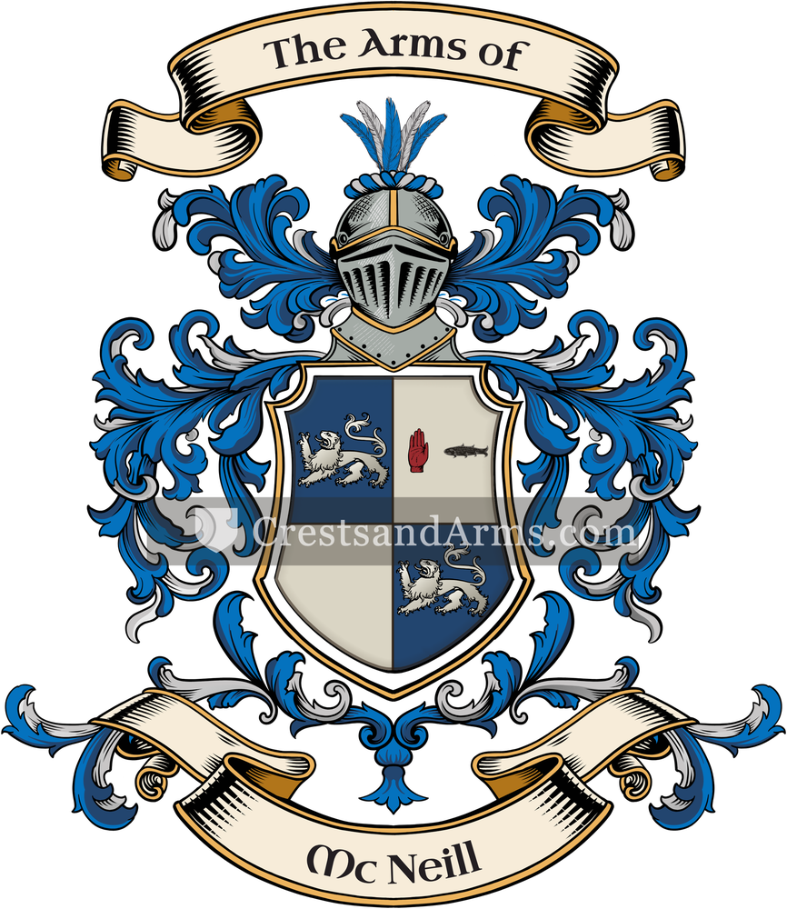 The Mc Neill coat of arms, drawn from the recorded blazon