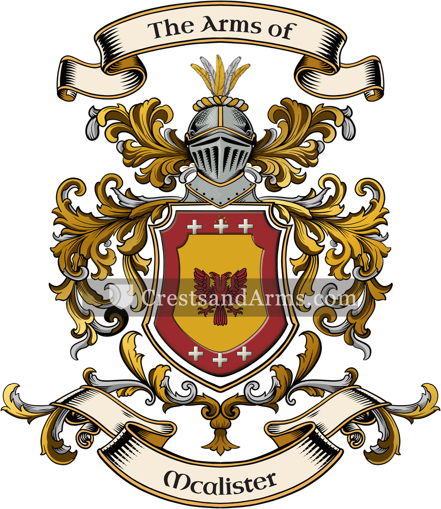 The Mcalister coat of arms, drawn from the recorded blazon