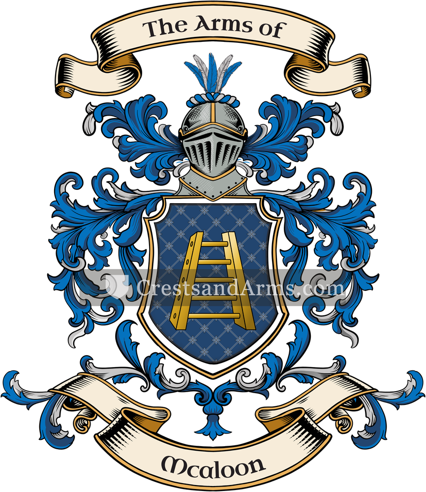 The Mcaloon coat of arms, drawn from the recorded blazon