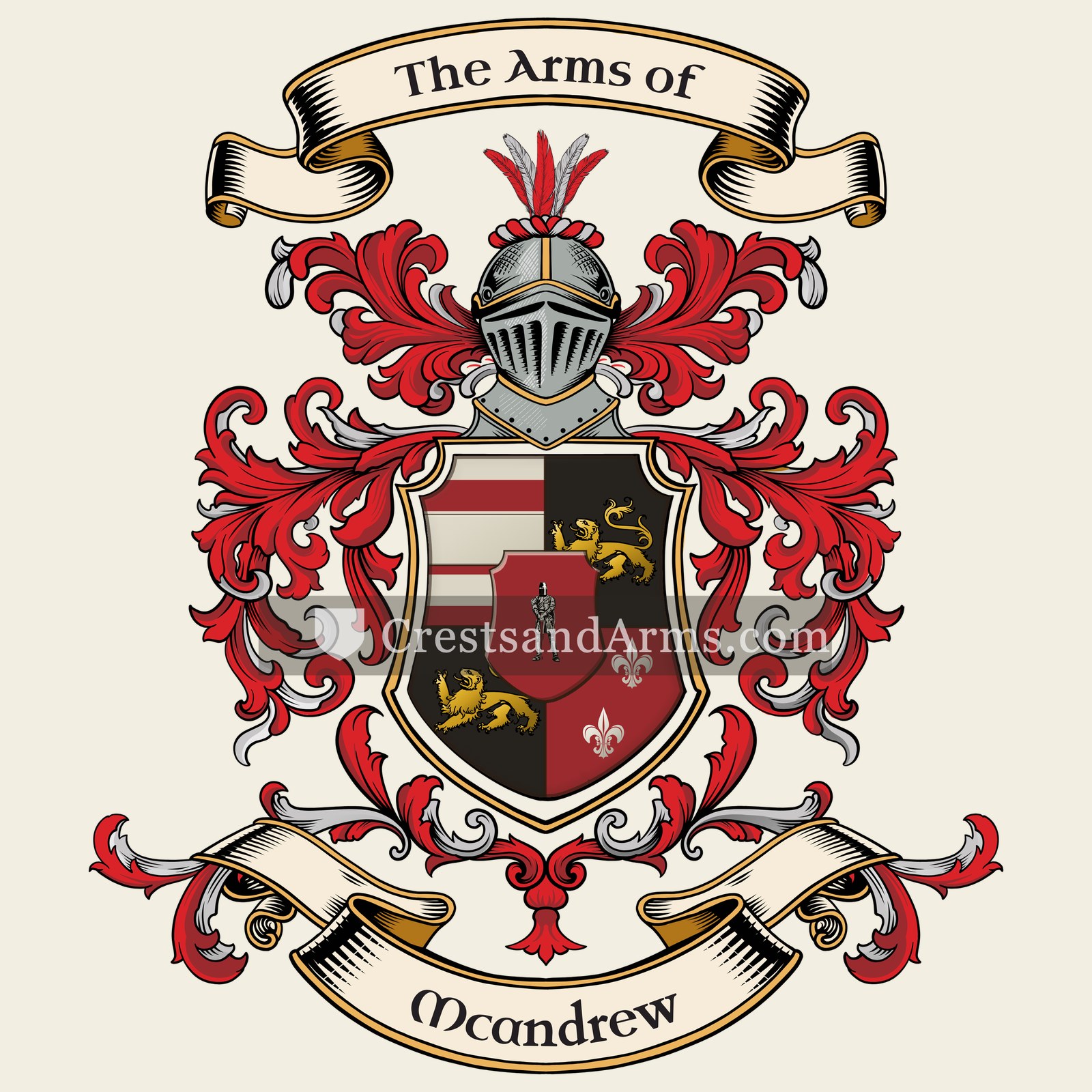 The Mcandrew coat of arms, drawn from the recorded blazon