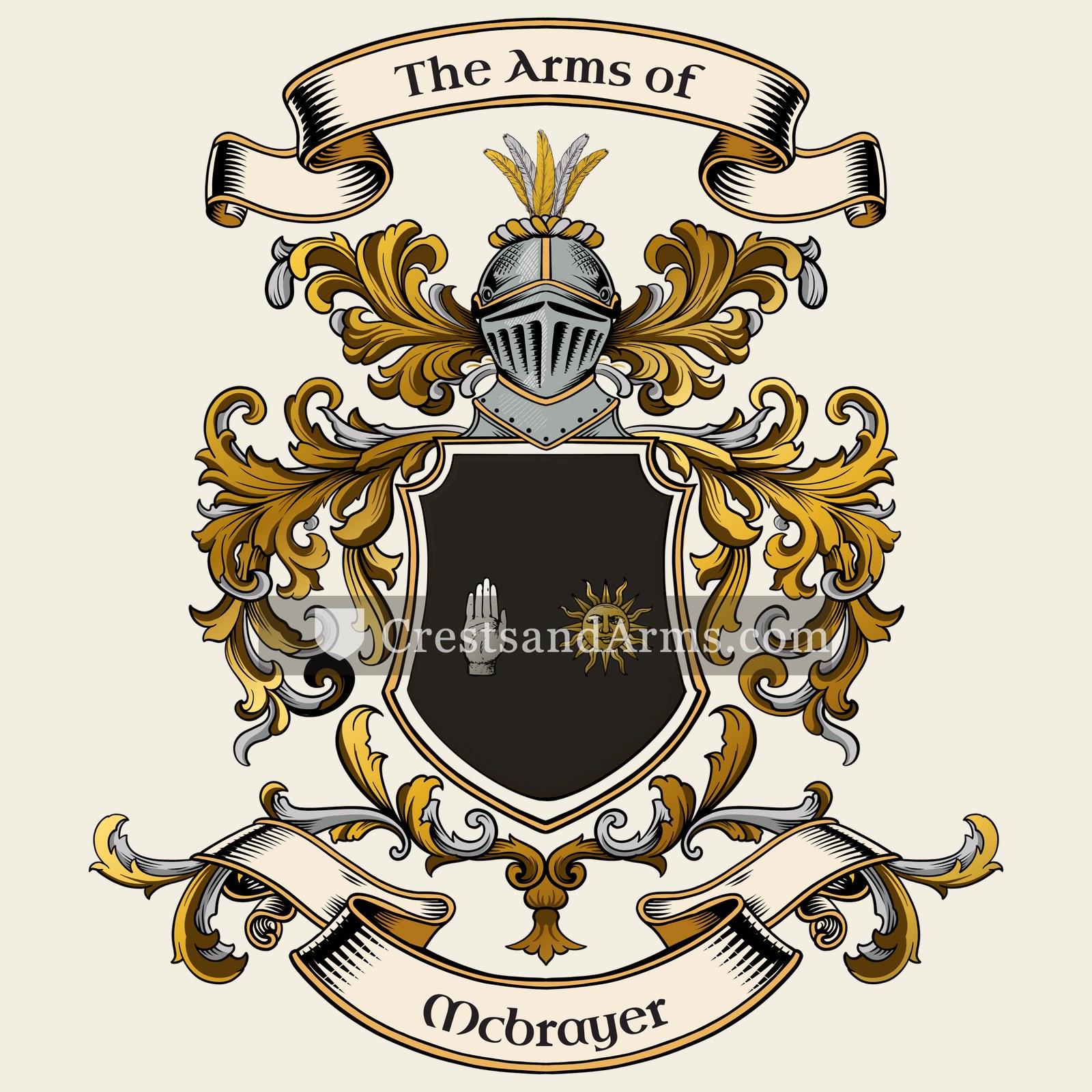 The Mcbrayer coat of arms, drawn from the recorded blazon