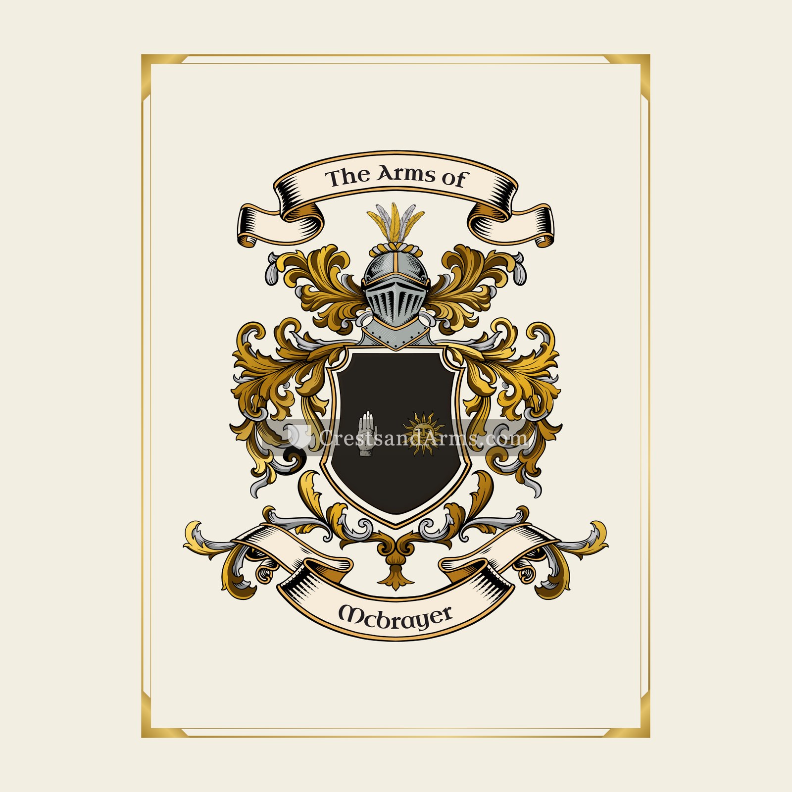 With gold border