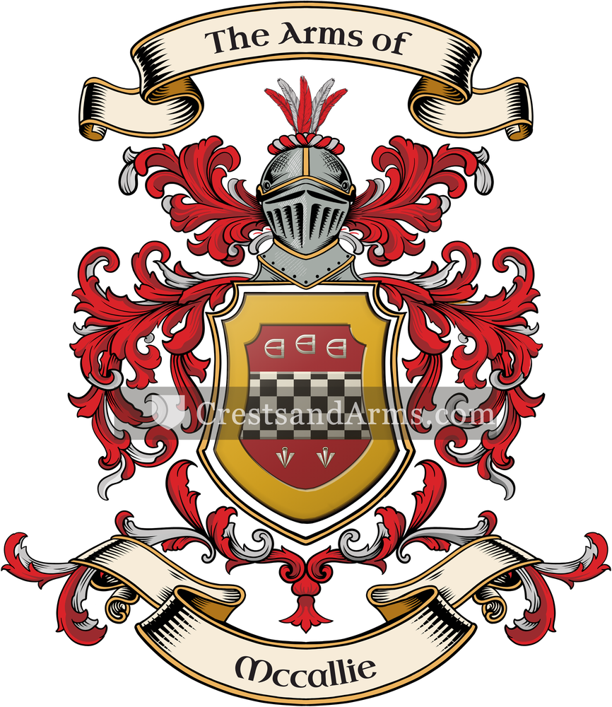 The Mccallie coat of arms, drawn from the recorded blazon