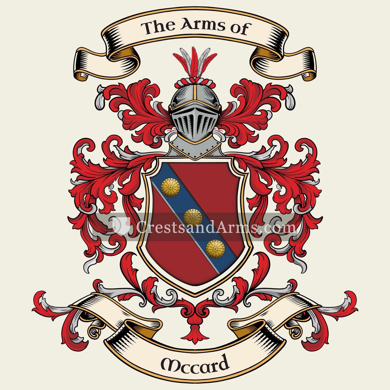 The Mccard coat of arms, drawn from the recorded blazon