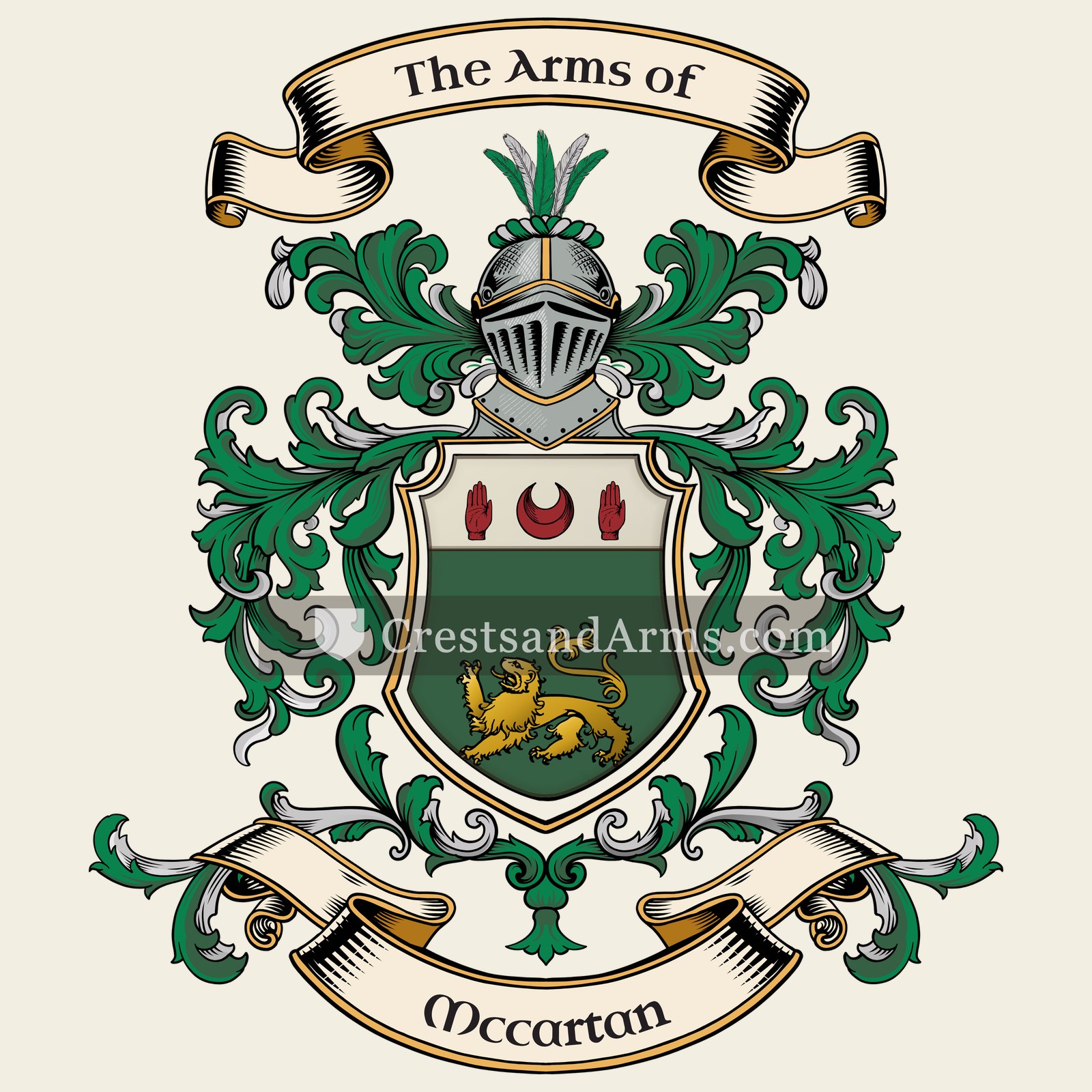 The Mccartan coat of arms, drawn from the recorded blazon