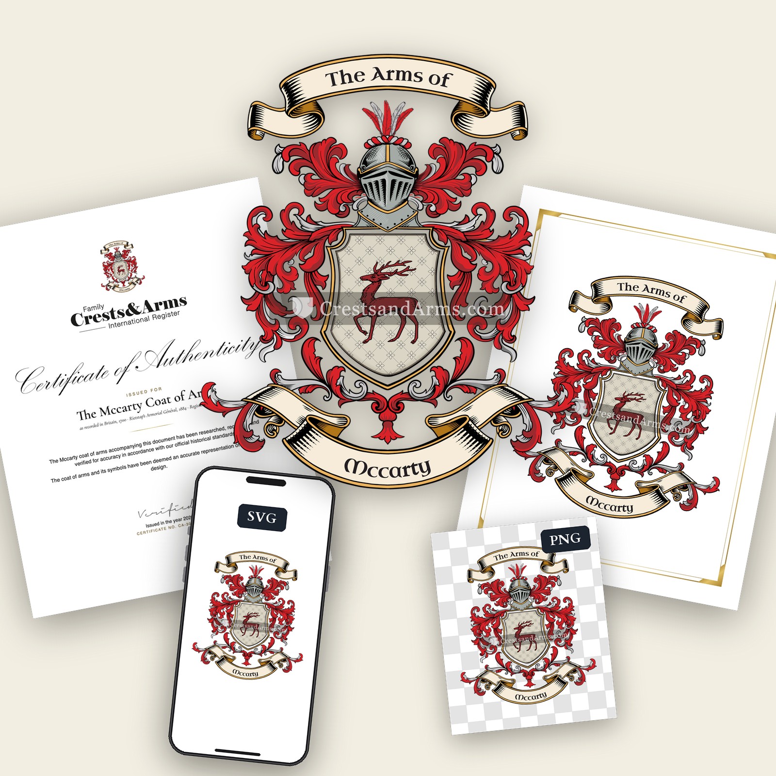 The Mccarty arms on the coat of arms — digital pack