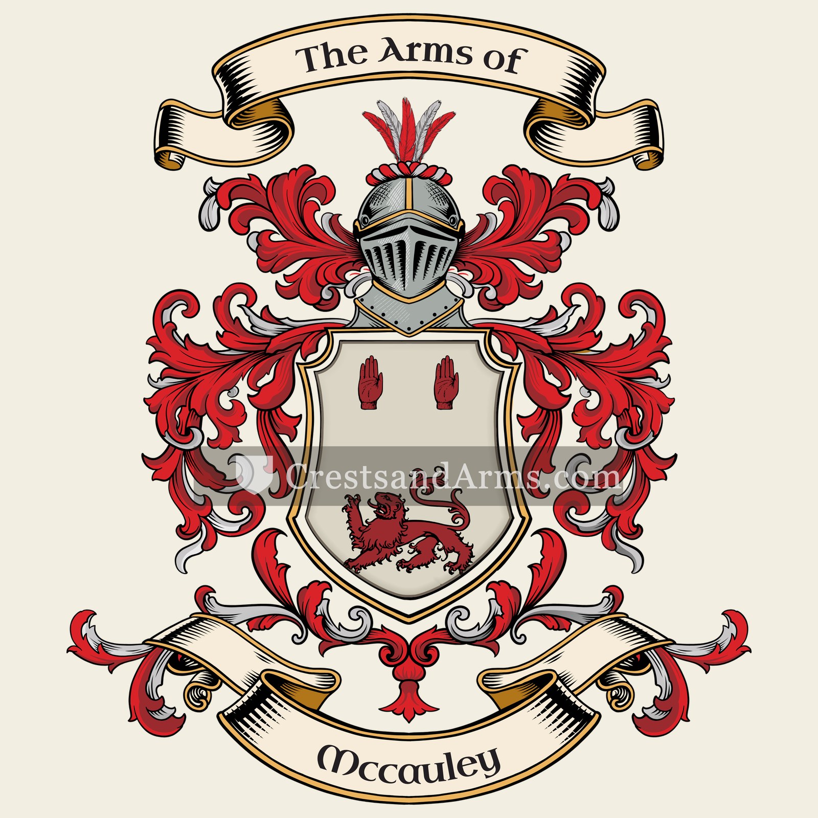 The Mccauley coat of arms, drawn from the recorded blazon
