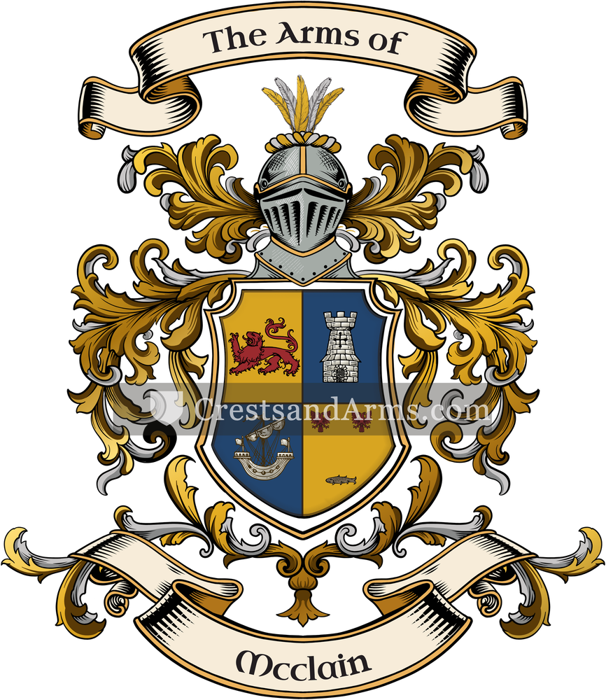 The Mcclain coat of arms, drawn from the recorded blazon