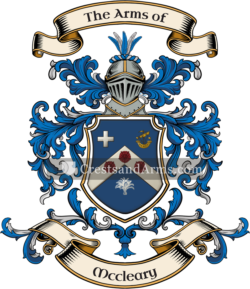 The Mccleary coat of arms, drawn from the recorded blazon