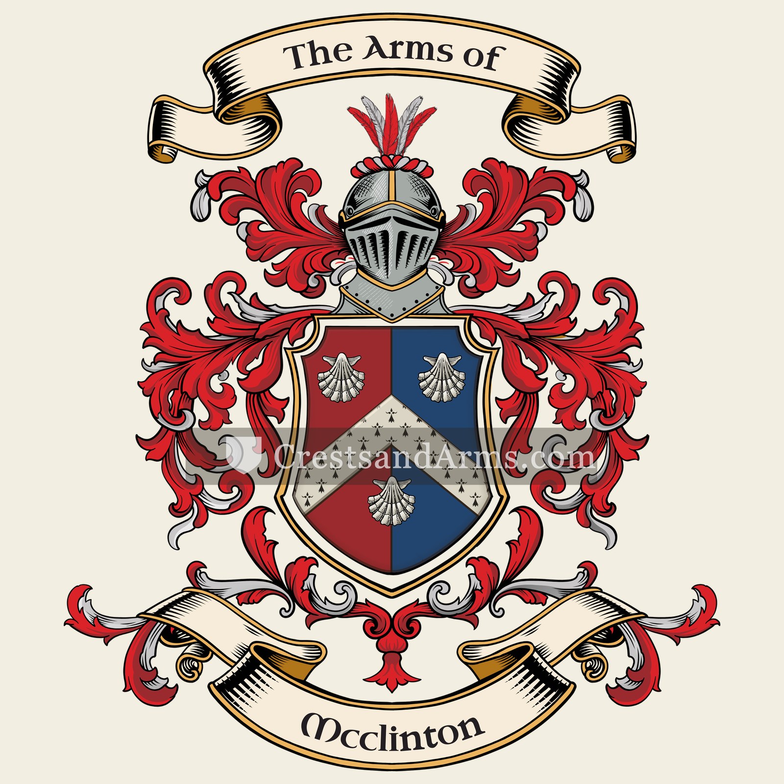 The Mcclinton coat of arms, drawn from the recorded blazon