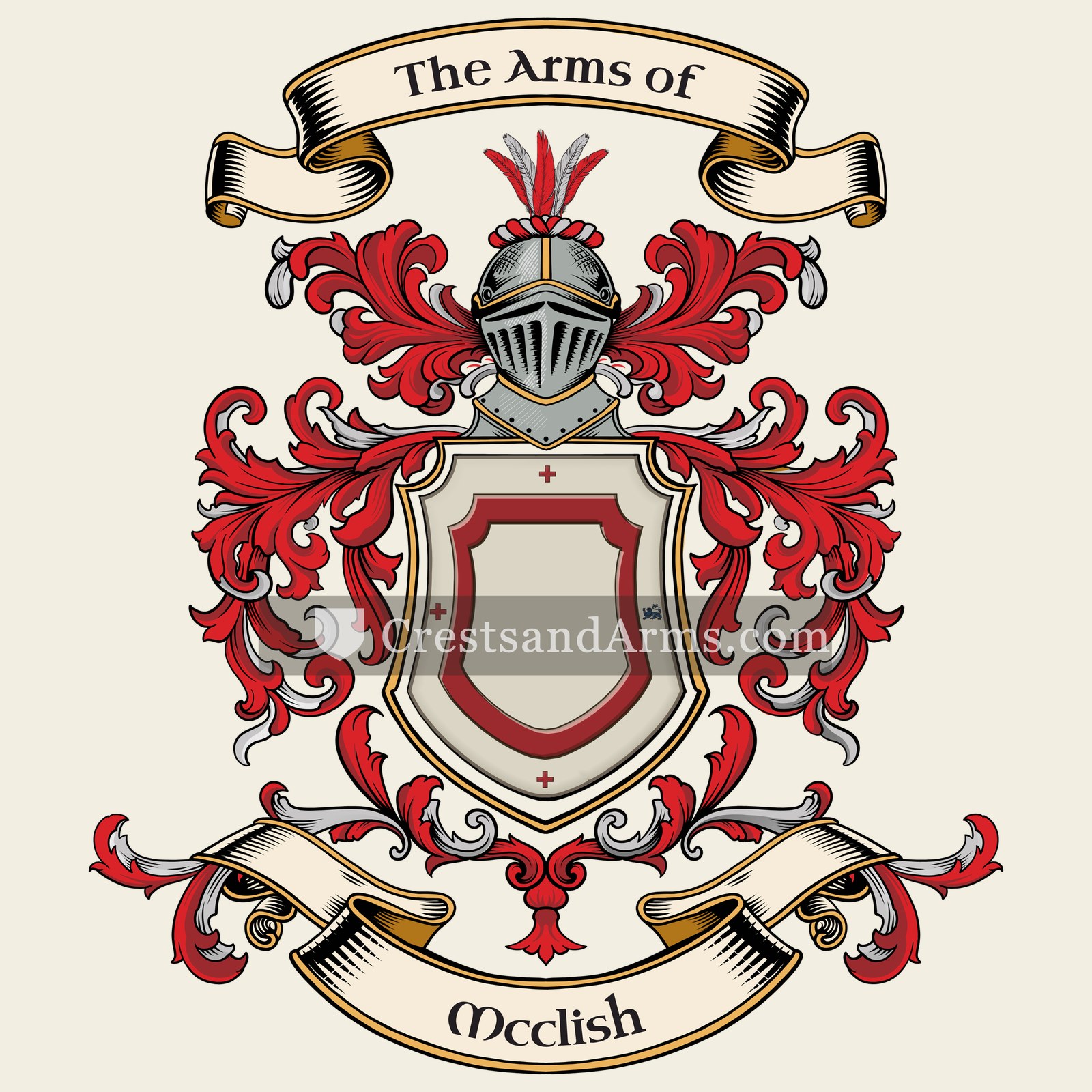 The Mcclish coat of arms, drawn from the recorded blazon