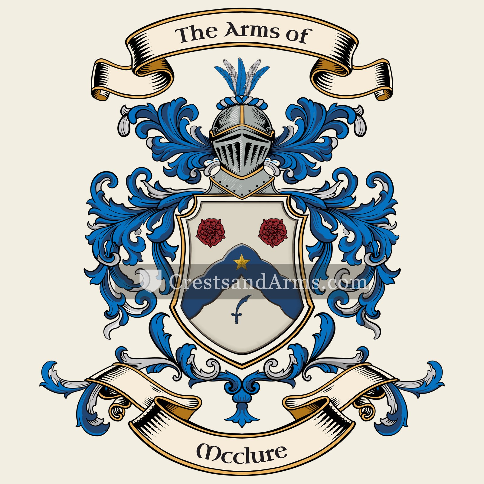 The Mcclure coat of arms, drawn from the recorded blazon