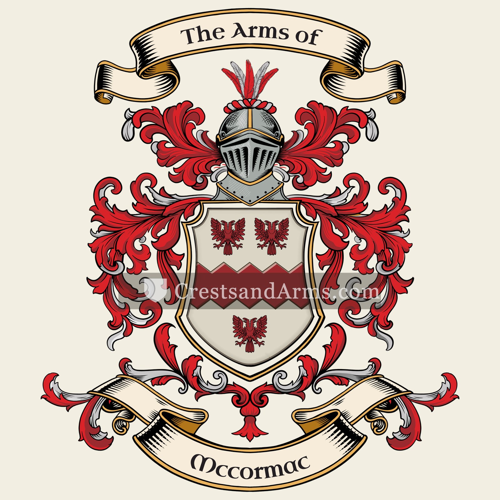 The Mccormac coat of arms, drawn from the recorded blazon