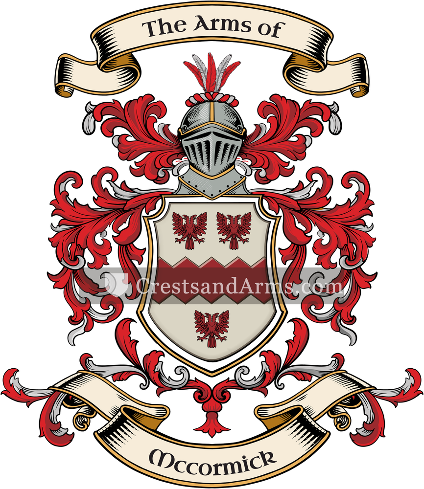 The Mccormick coat of arms, drawn from the recorded blazon