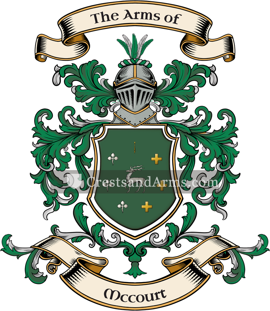 The Mccourt coat of arms, drawn from the recorded blazon