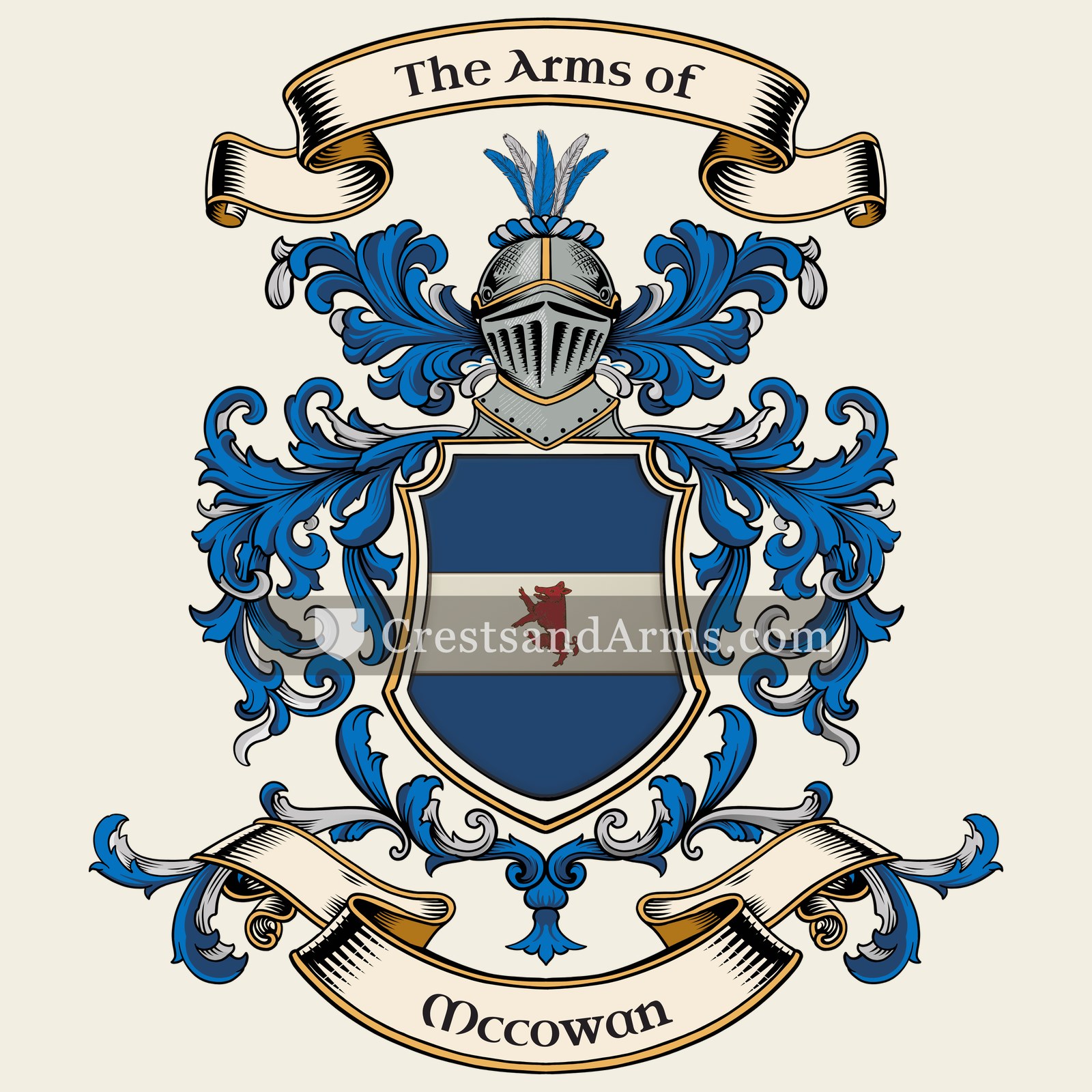 The Mccowan coat of arms, drawn from the recorded blazon