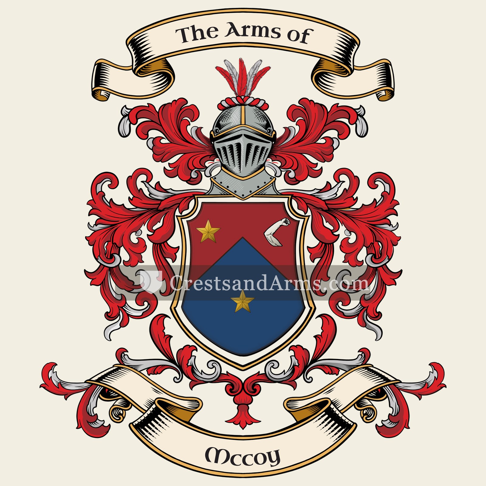 The Mccoy coat of arms, drawn from the recorded blazon