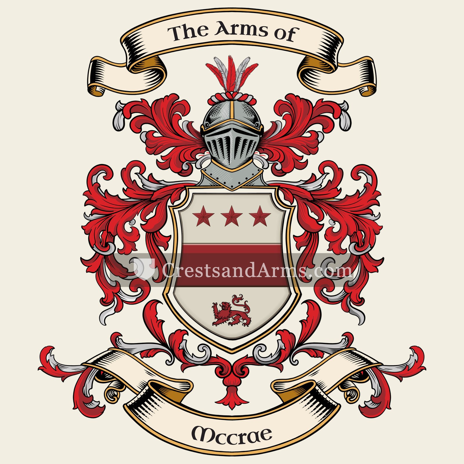 The Mccrae coat of arms, drawn from the recorded blazon