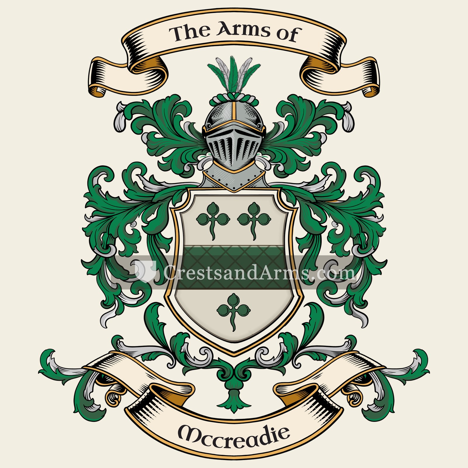 The Mccreadie coat of arms, drawn from the recorded blazon