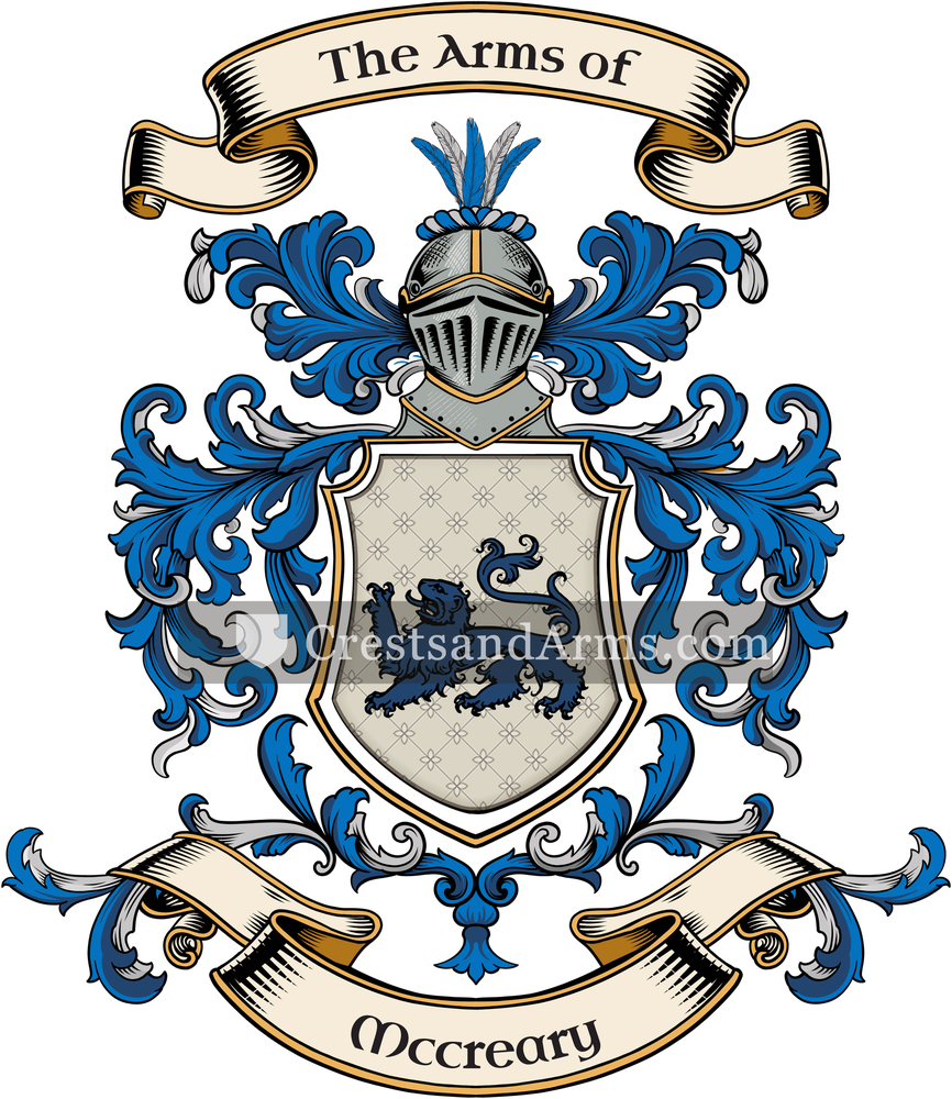 The Mccreary coat of arms, drawn from the recorded blazon