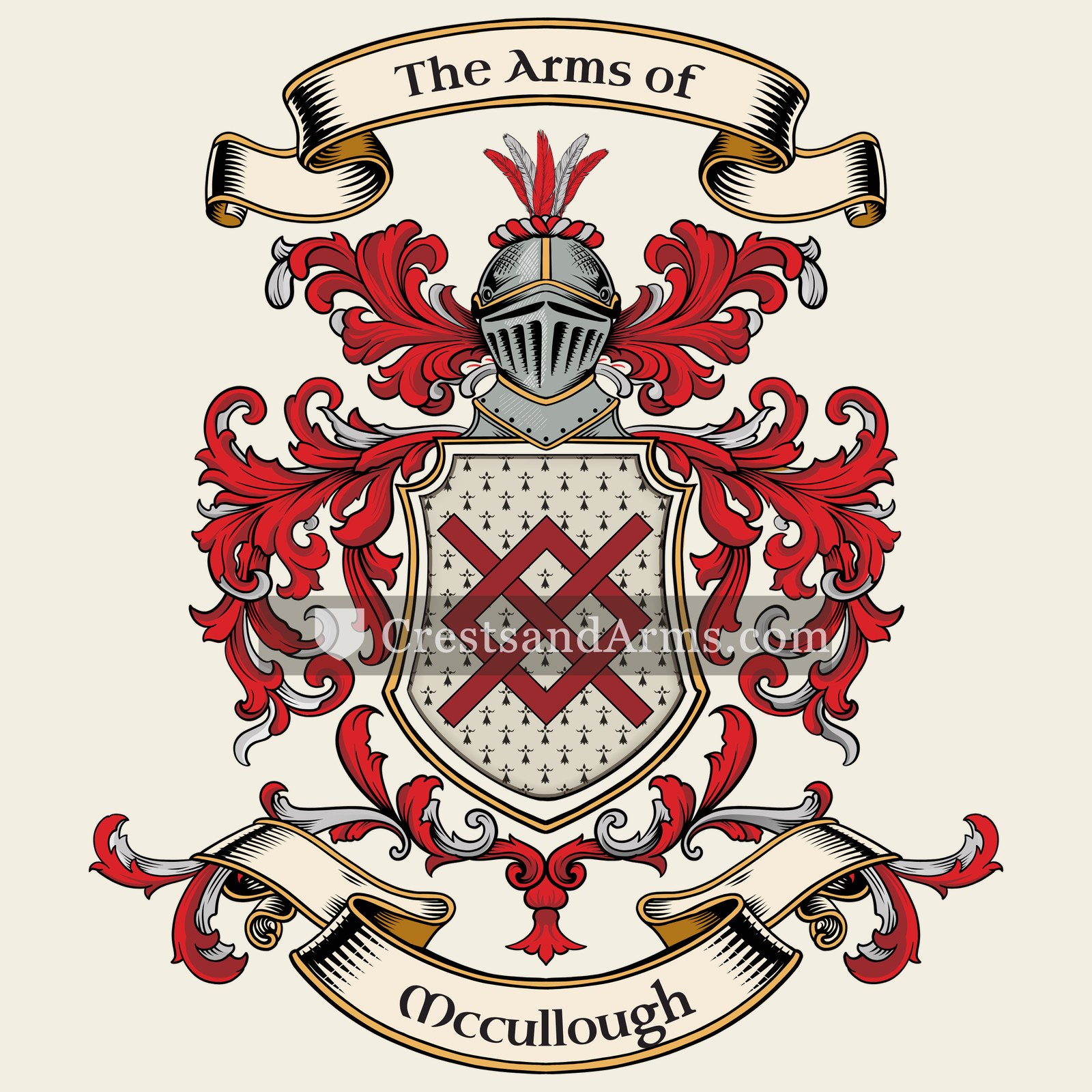The Mccullough coat of arms, drawn from the recorded blazon