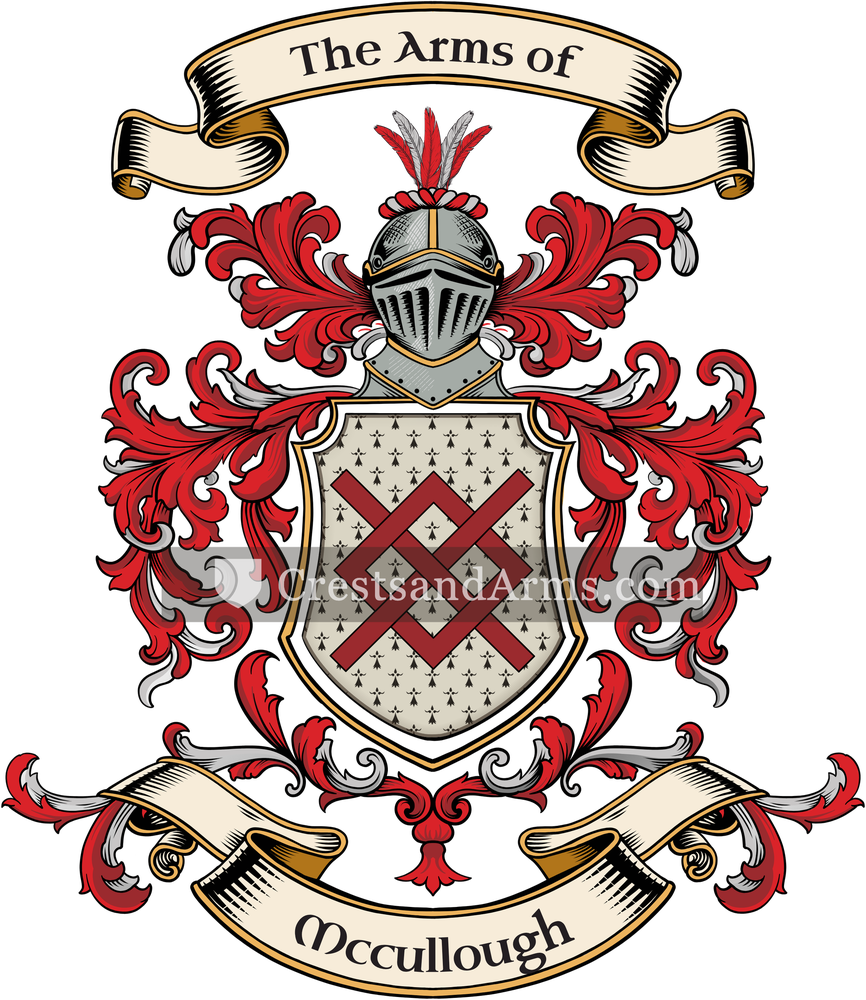 The Mccullough coat of arms, drawn from the recorded blazon