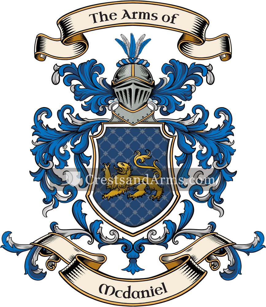 The Mcdaniel coat of arms, drawn from the recorded blazon