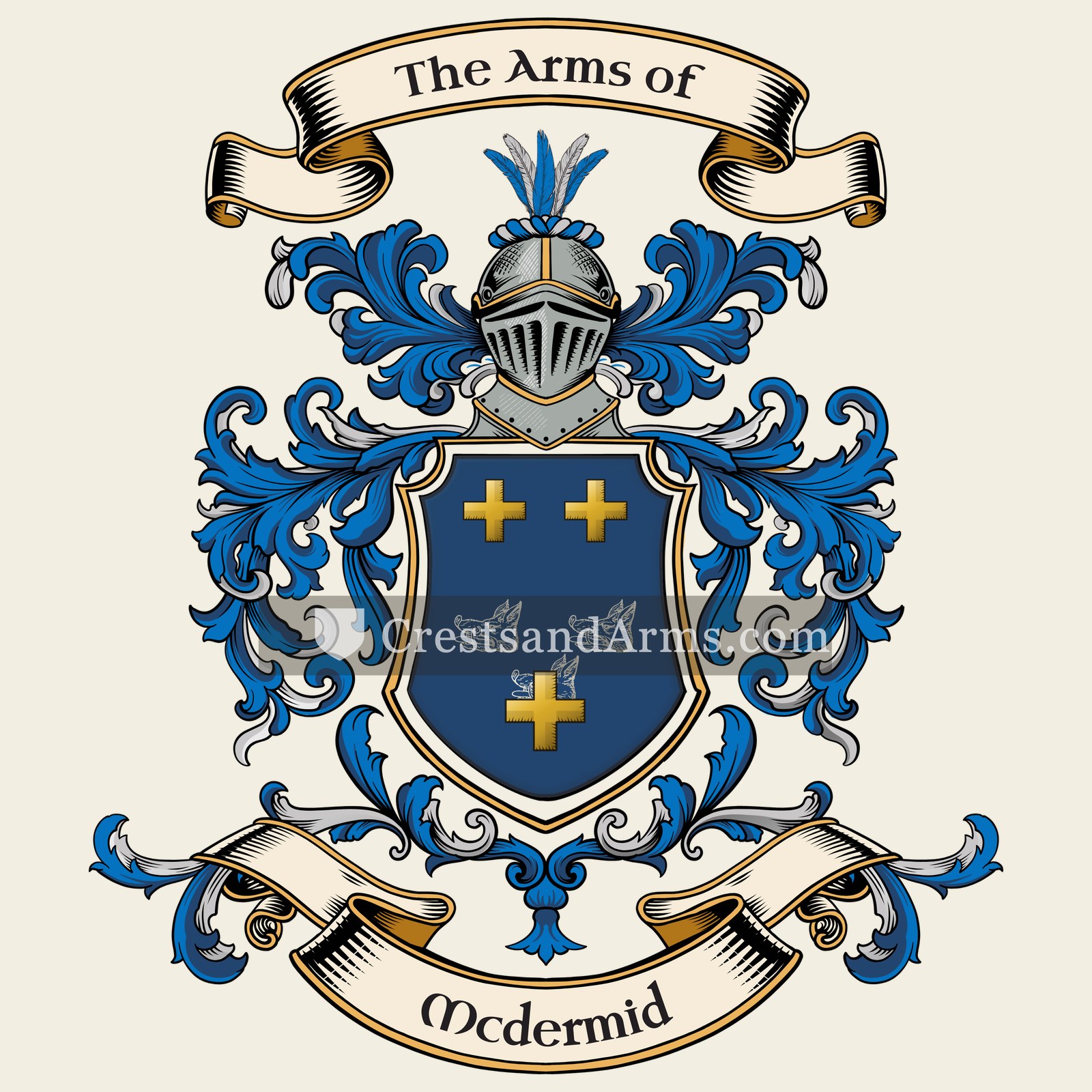 The Mcdermid coat of arms, drawn from the recorded blazon