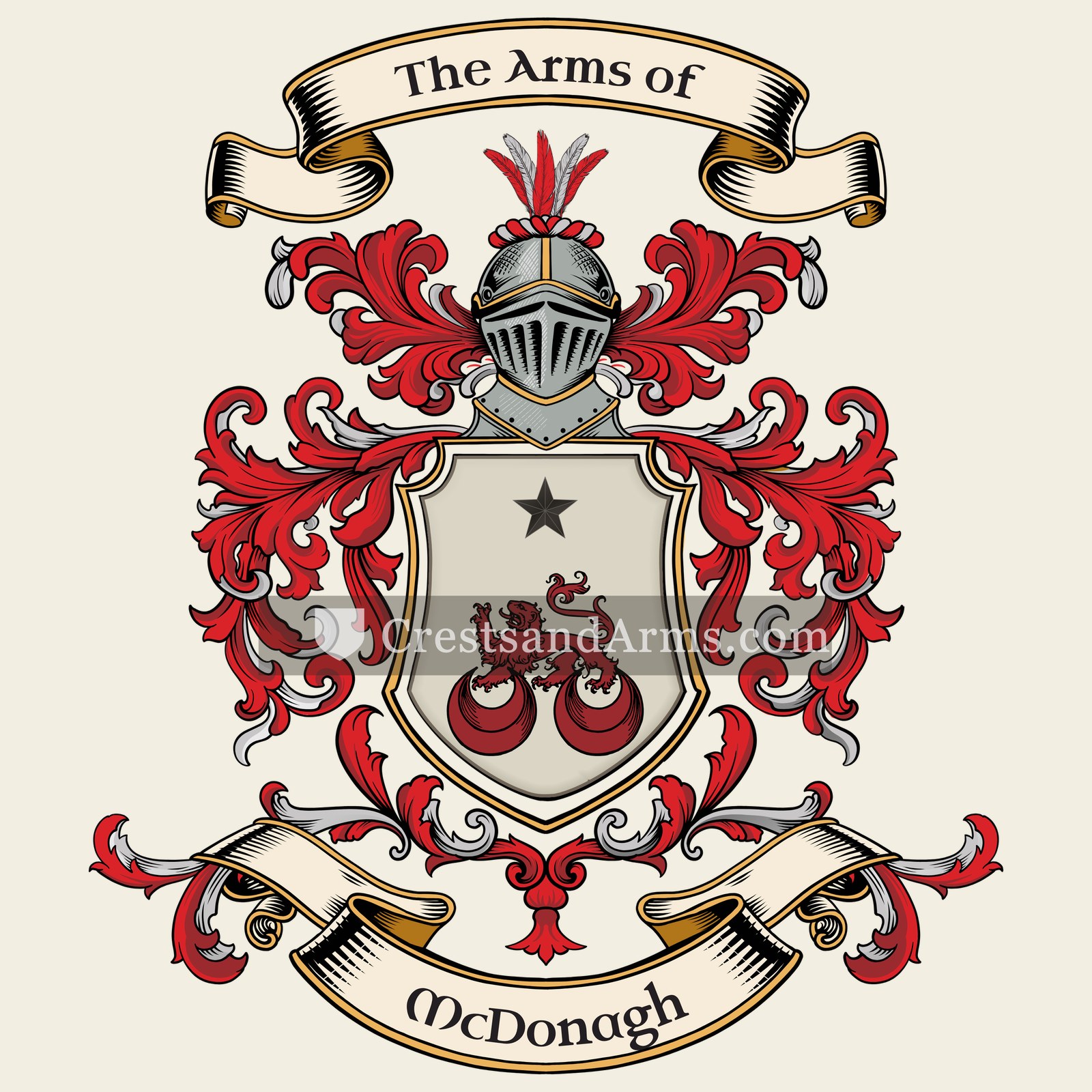 The McDonagh coat of arms, drawn from the recorded blazon