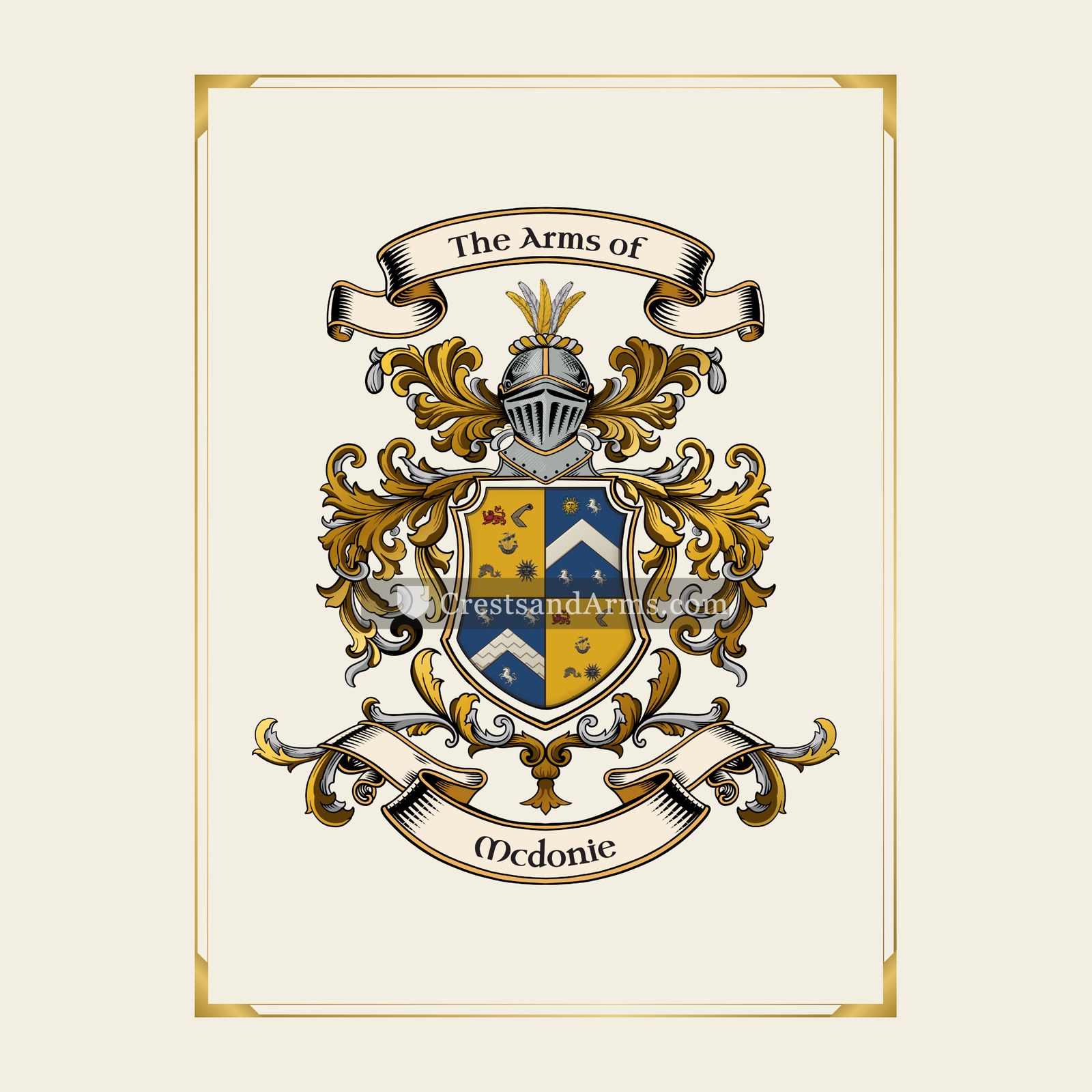 With gold border