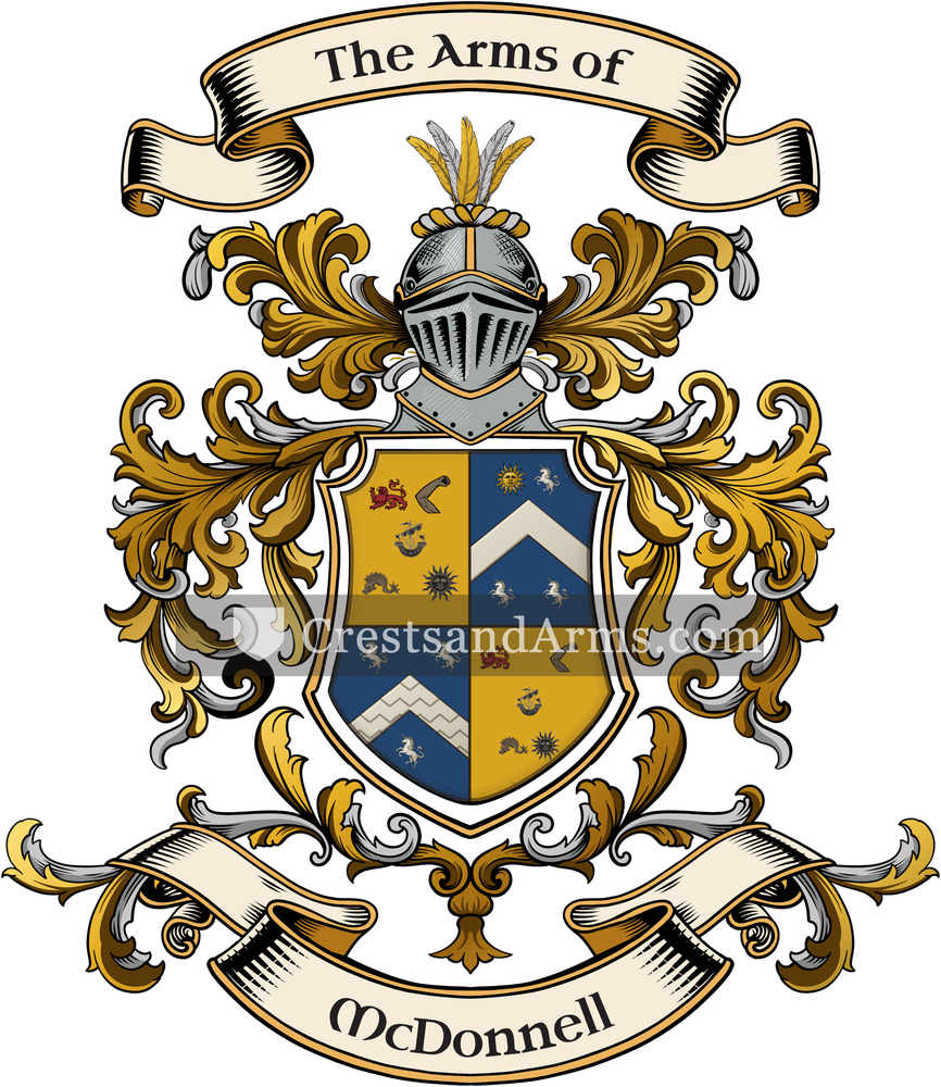 The McDonnell coat of arms, drawn from the recorded blazon