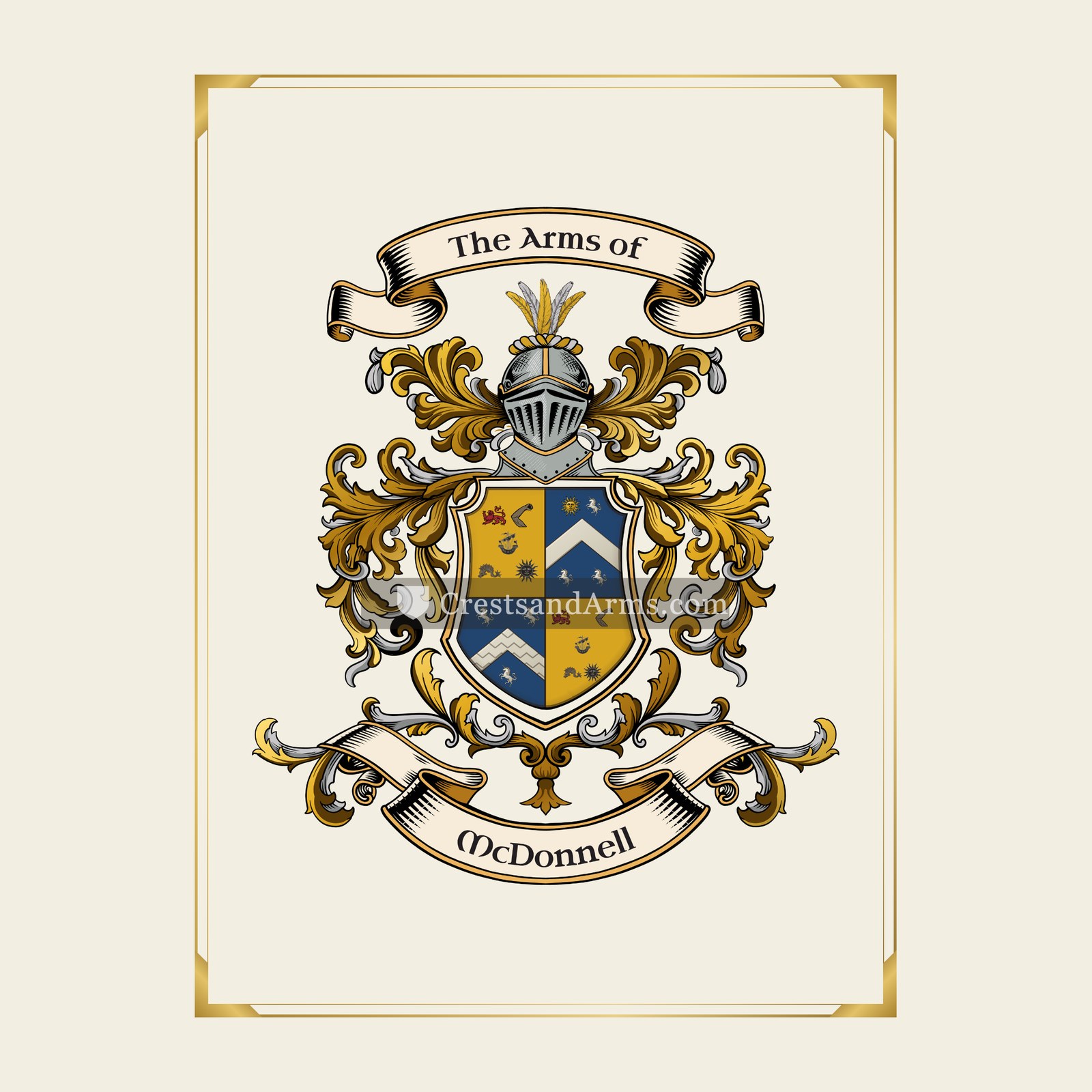 With gold border
