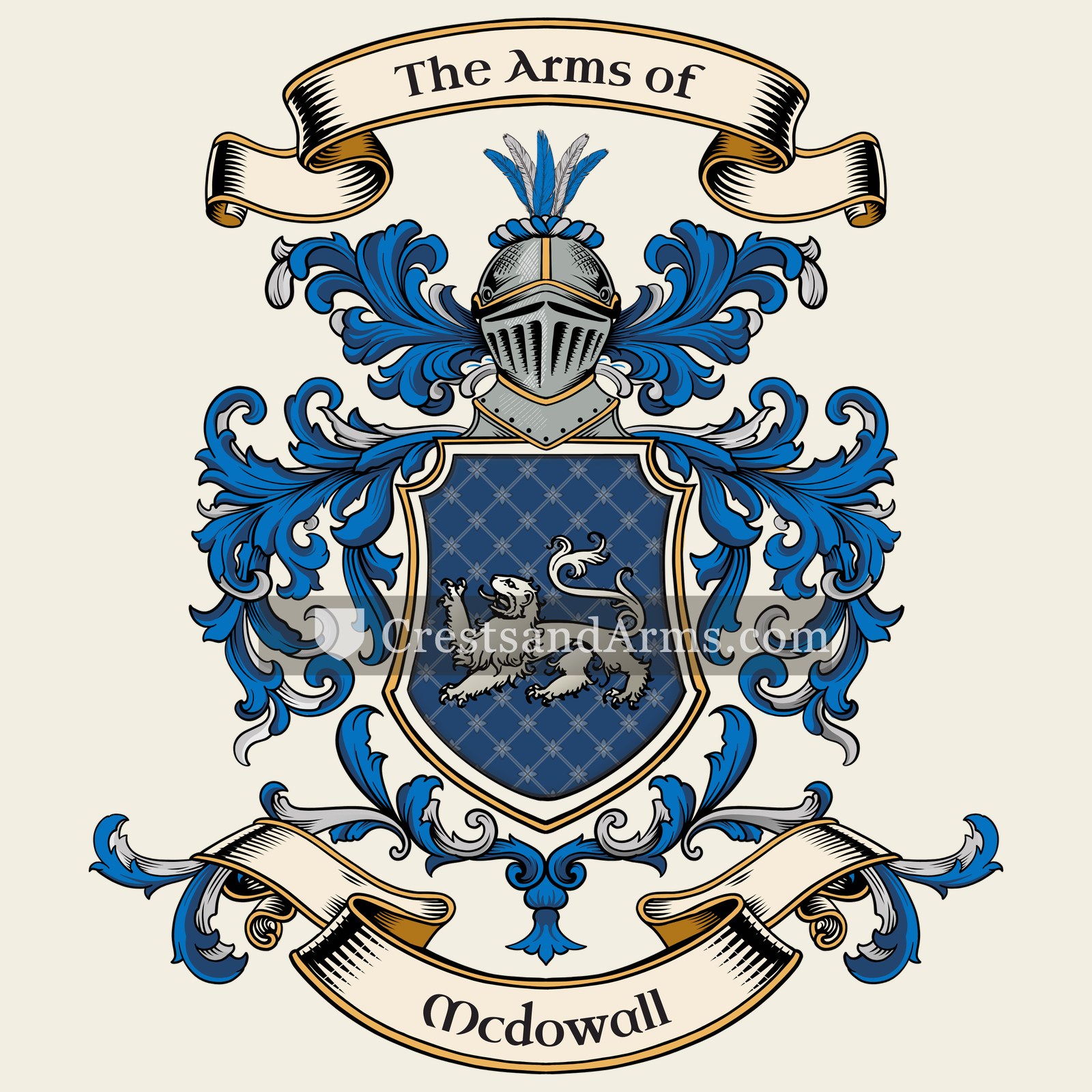 The Mcdowall coat of arms, drawn from the recorded blazon