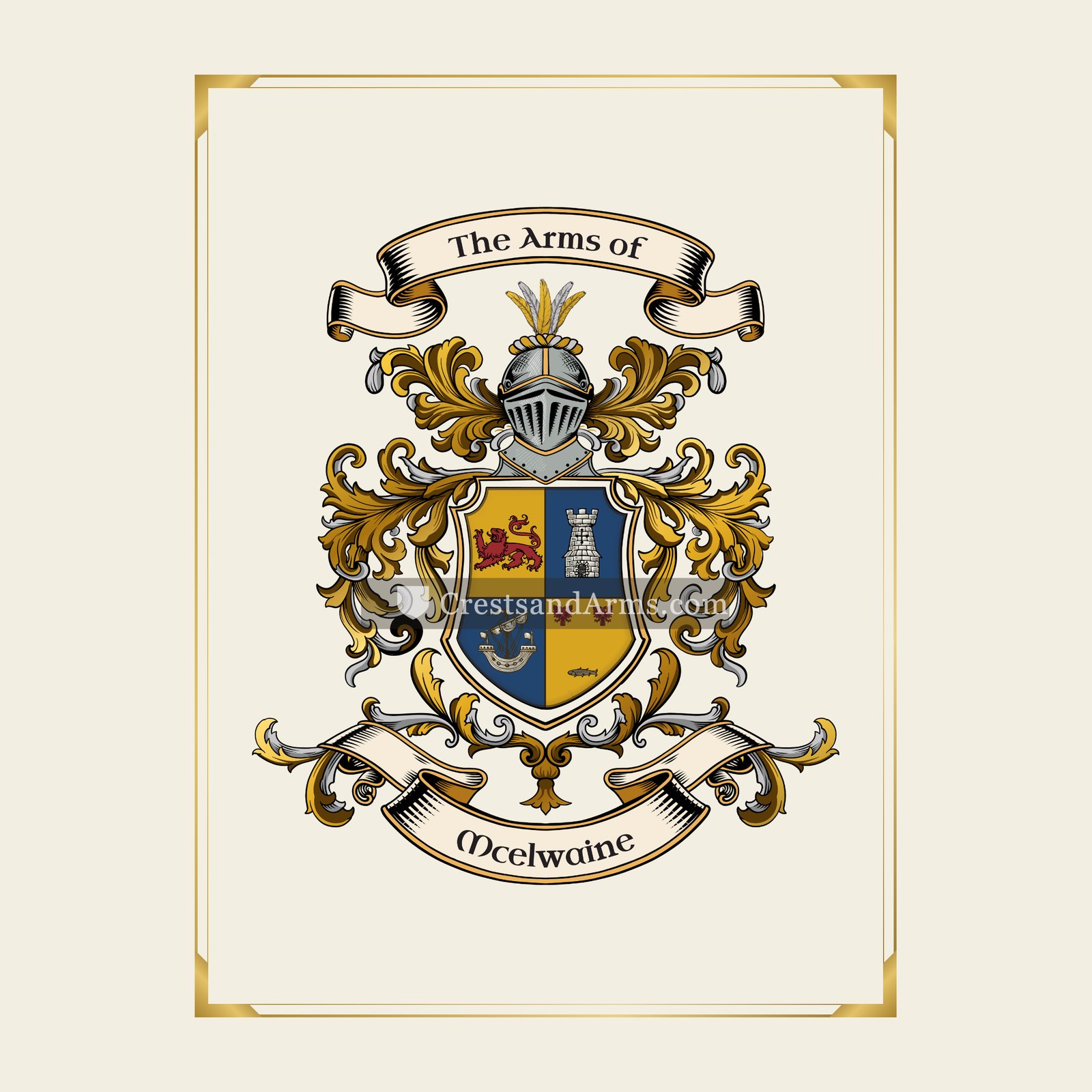 With gold border