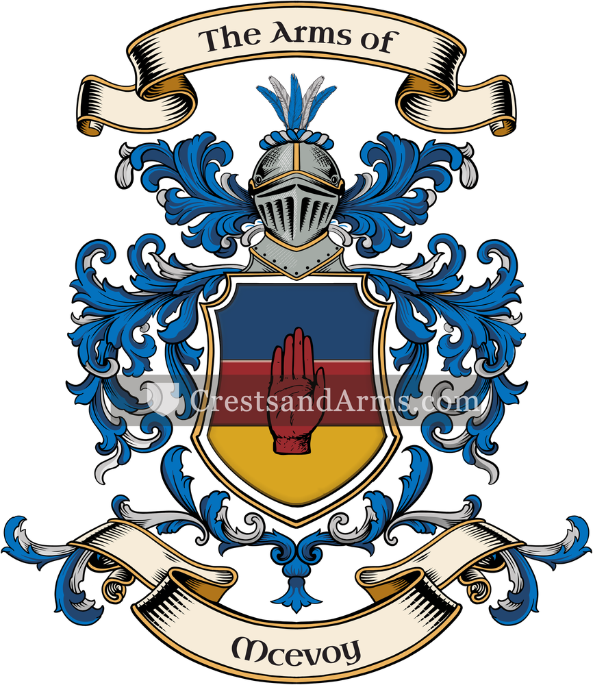 The Mcevoy coat of arms, drawn from the recorded blazon