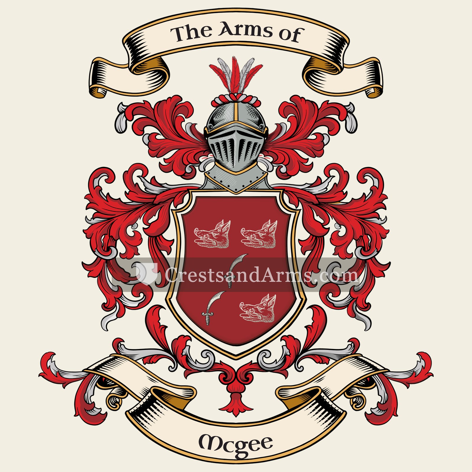 The Mcgee coat of arms, drawn from the recorded blazon