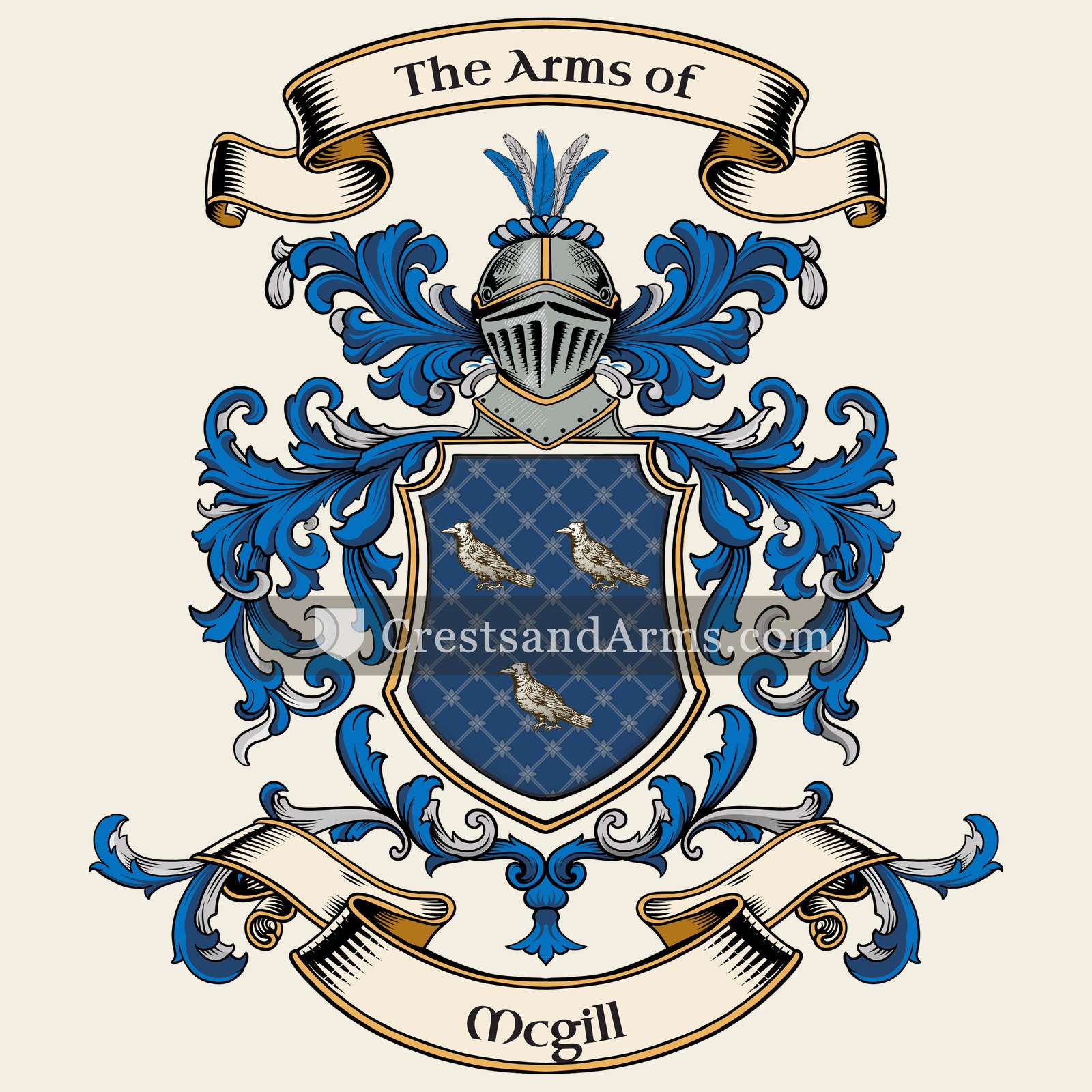 The Mcgill coat of arms, drawn from the recorded blazon