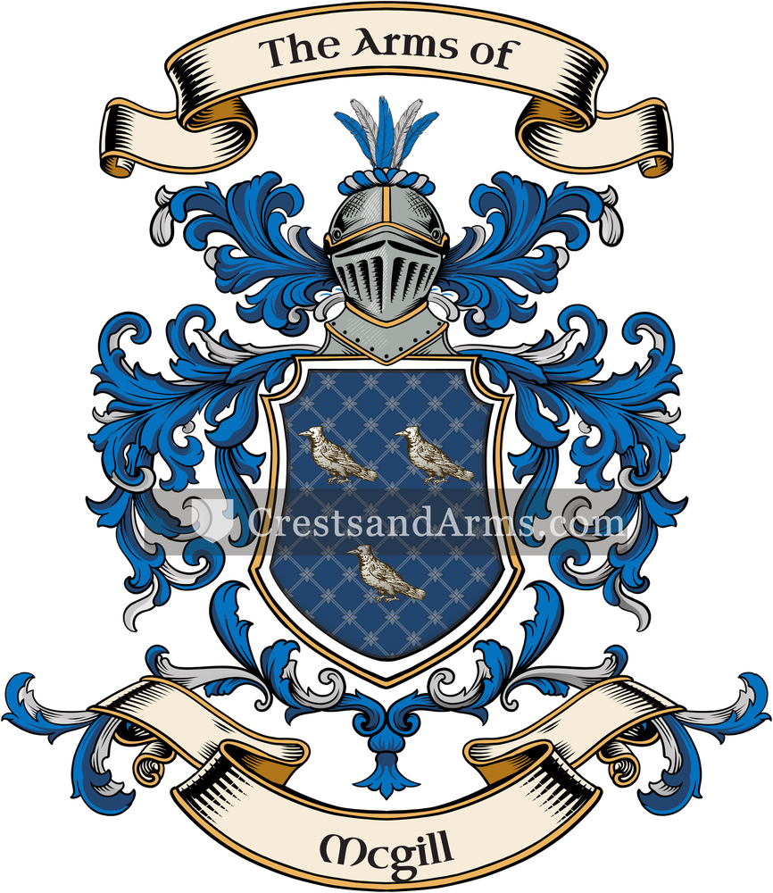 The Mcgill coat of arms, drawn from the recorded blazon