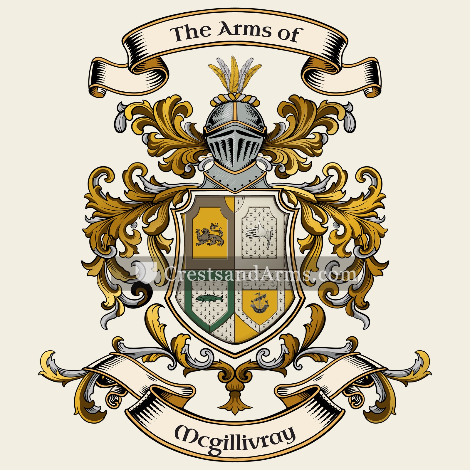 The Mcgillivray coat of arms, drawn from the recorded blazon