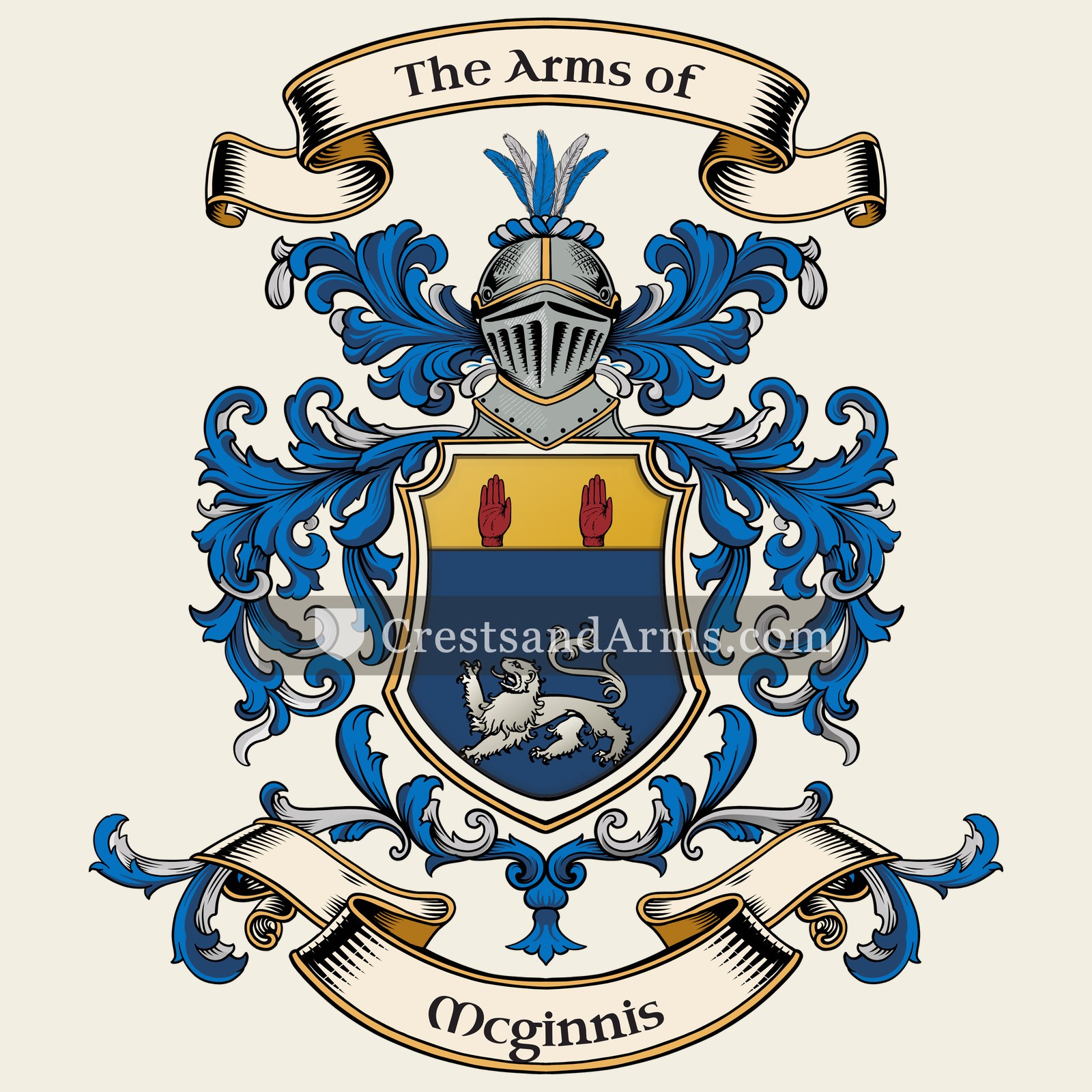 The Mcginnis coat of arms, drawn from the recorded blazon