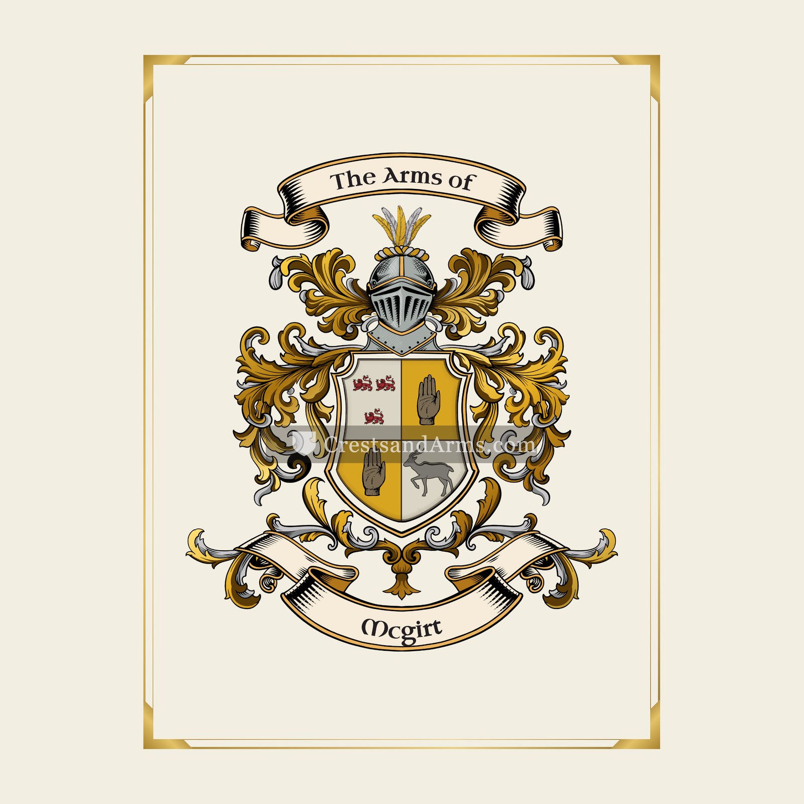 With gold border