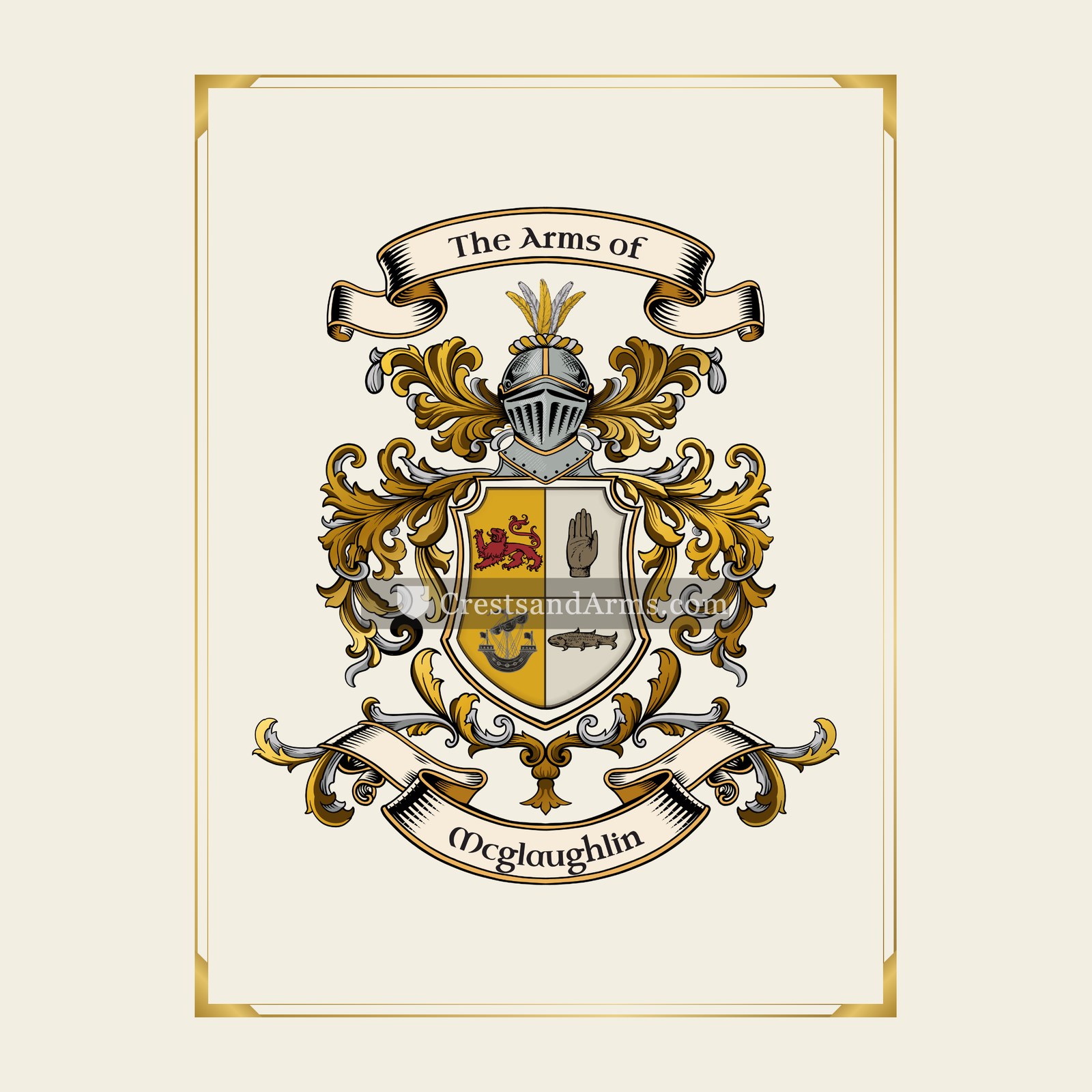 With gold border