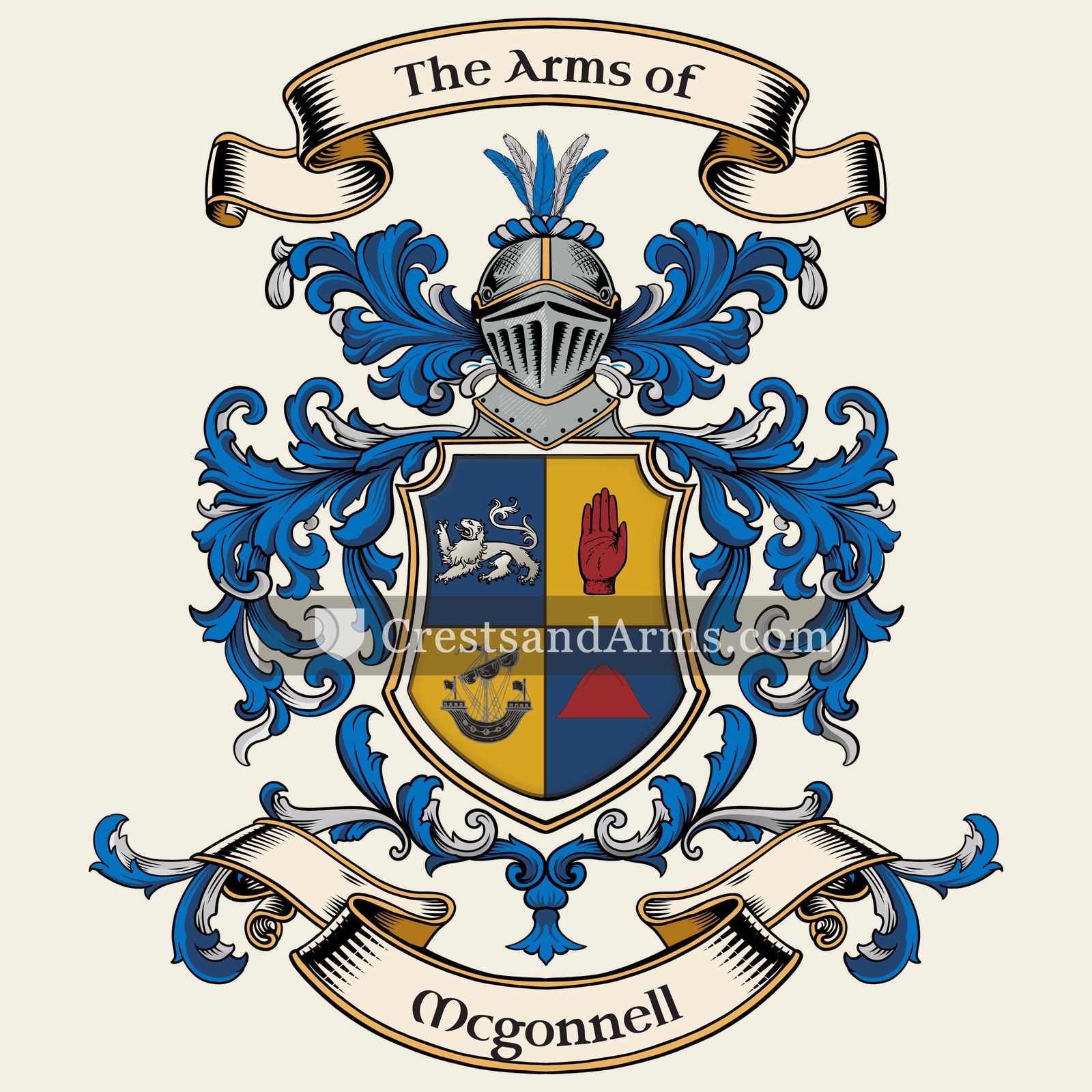 The Mcgonnell coat of arms, drawn from the recorded blazon
