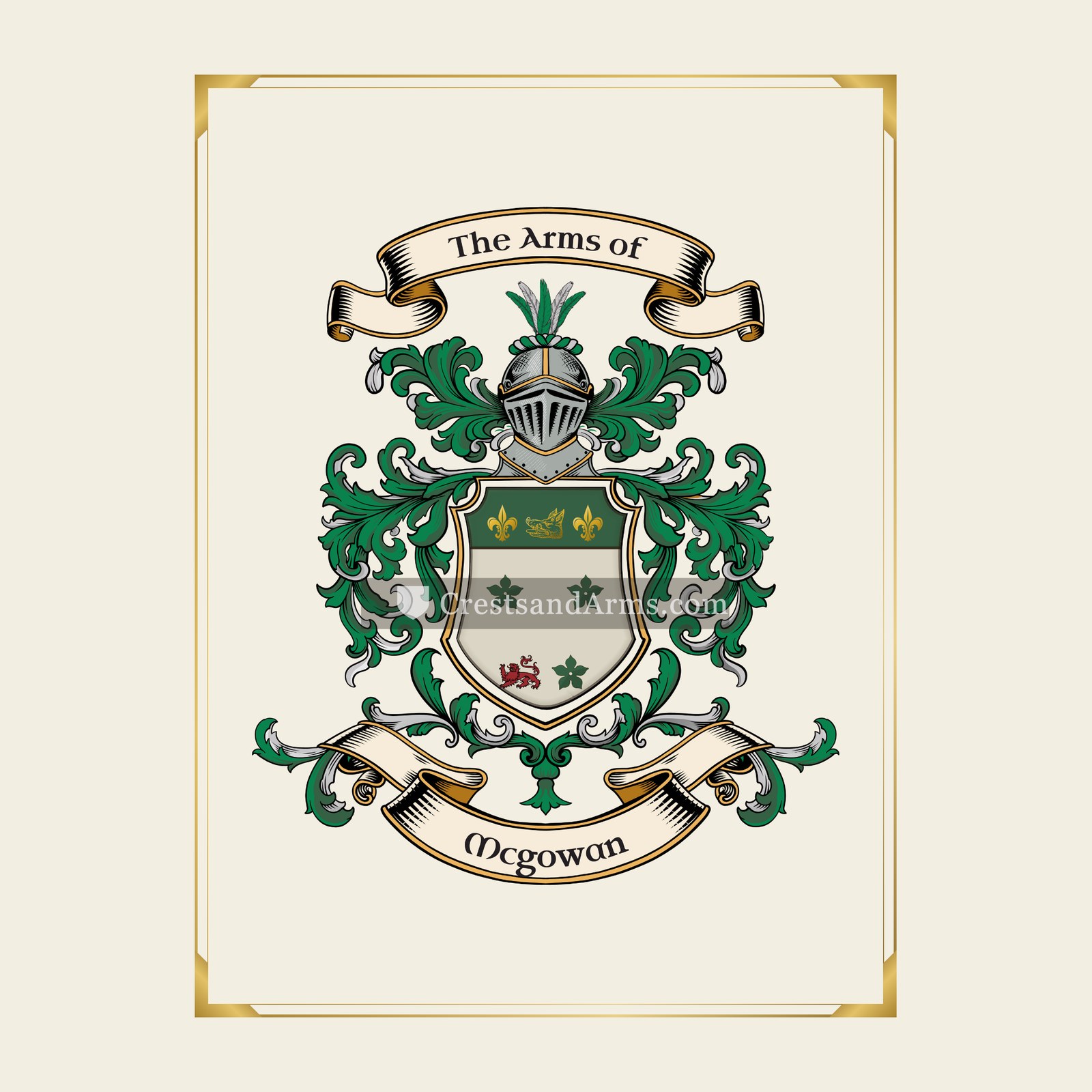 With gold border
