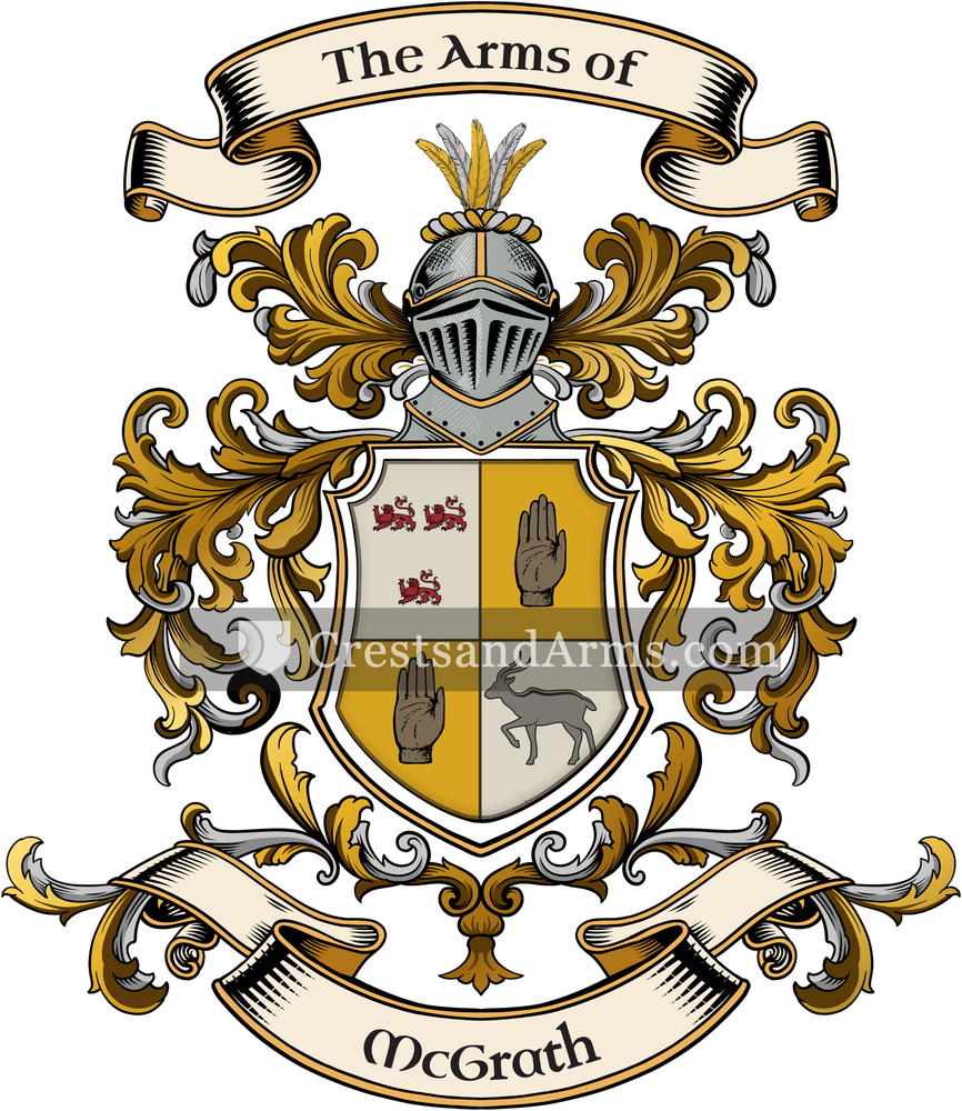 The McGrath coat of arms, drawn from the recorded blazon
