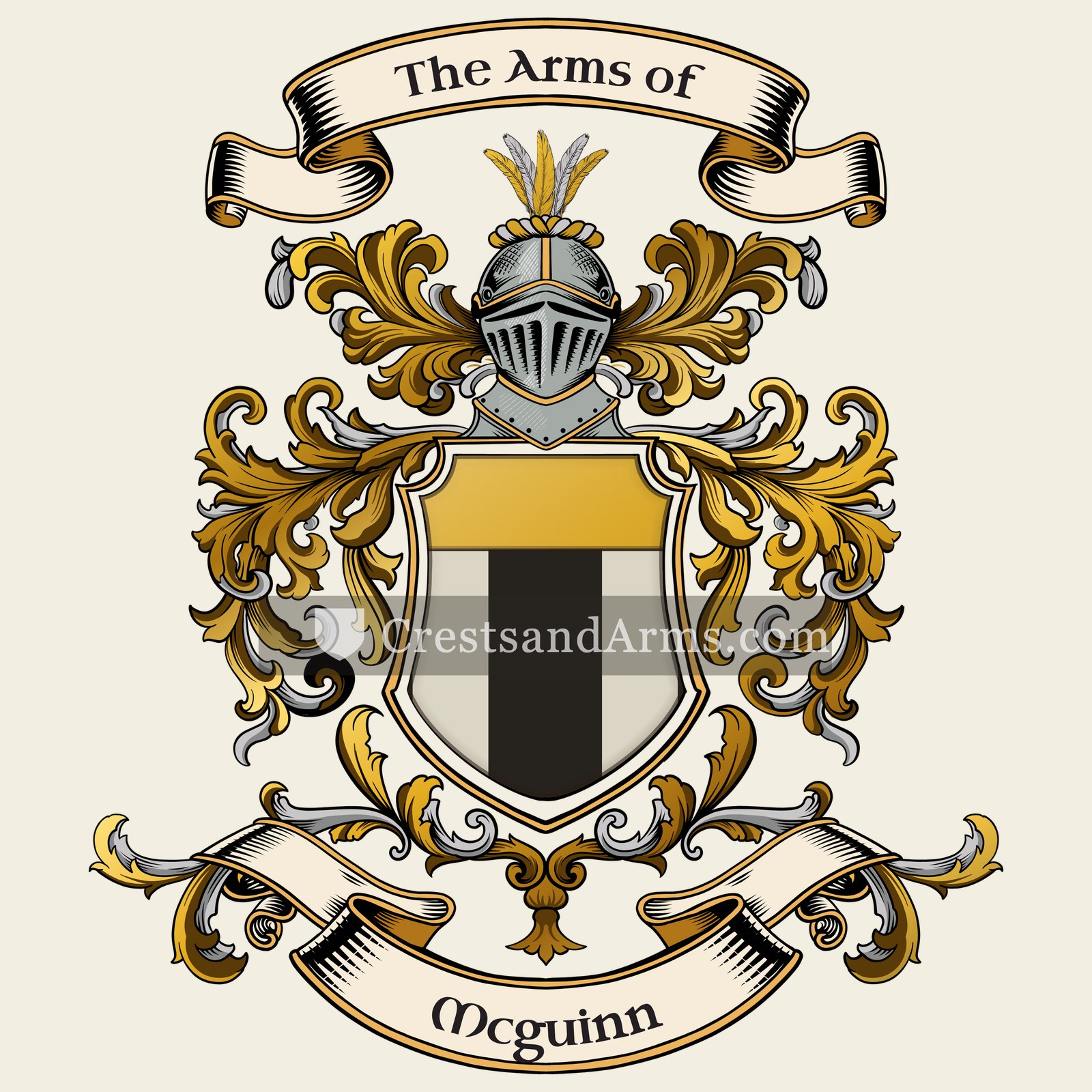 The Mcguinn coat of arms, drawn from the recorded blazon