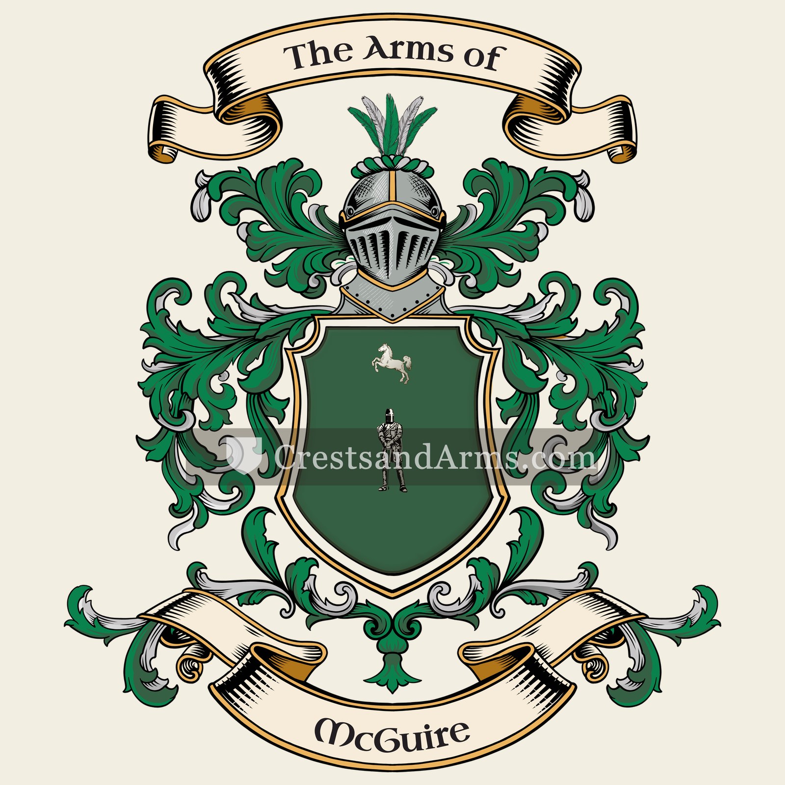 The McGuire coat of arms, drawn from the recorded blazon