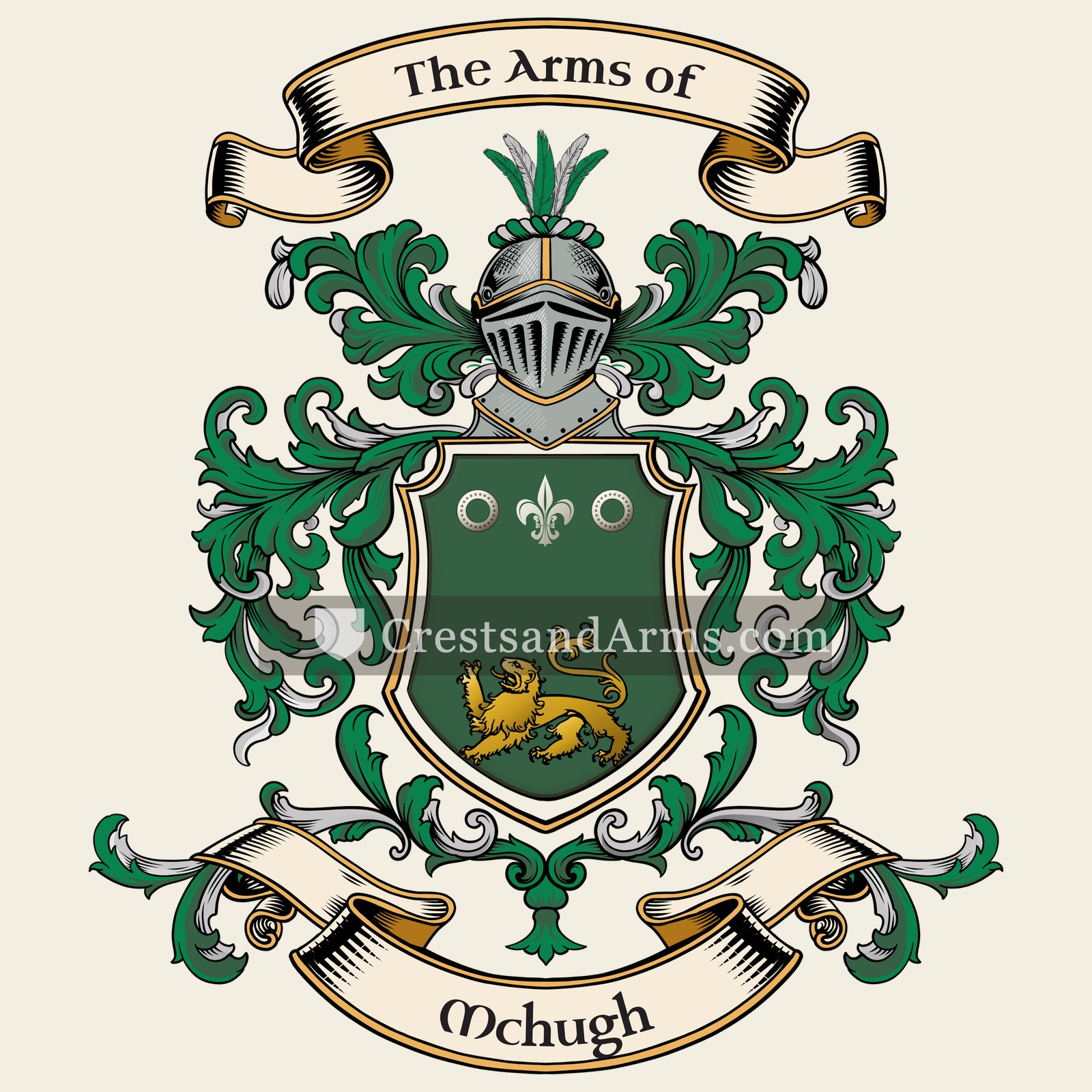 The Mchugh coat of arms, drawn from the recorded blazon