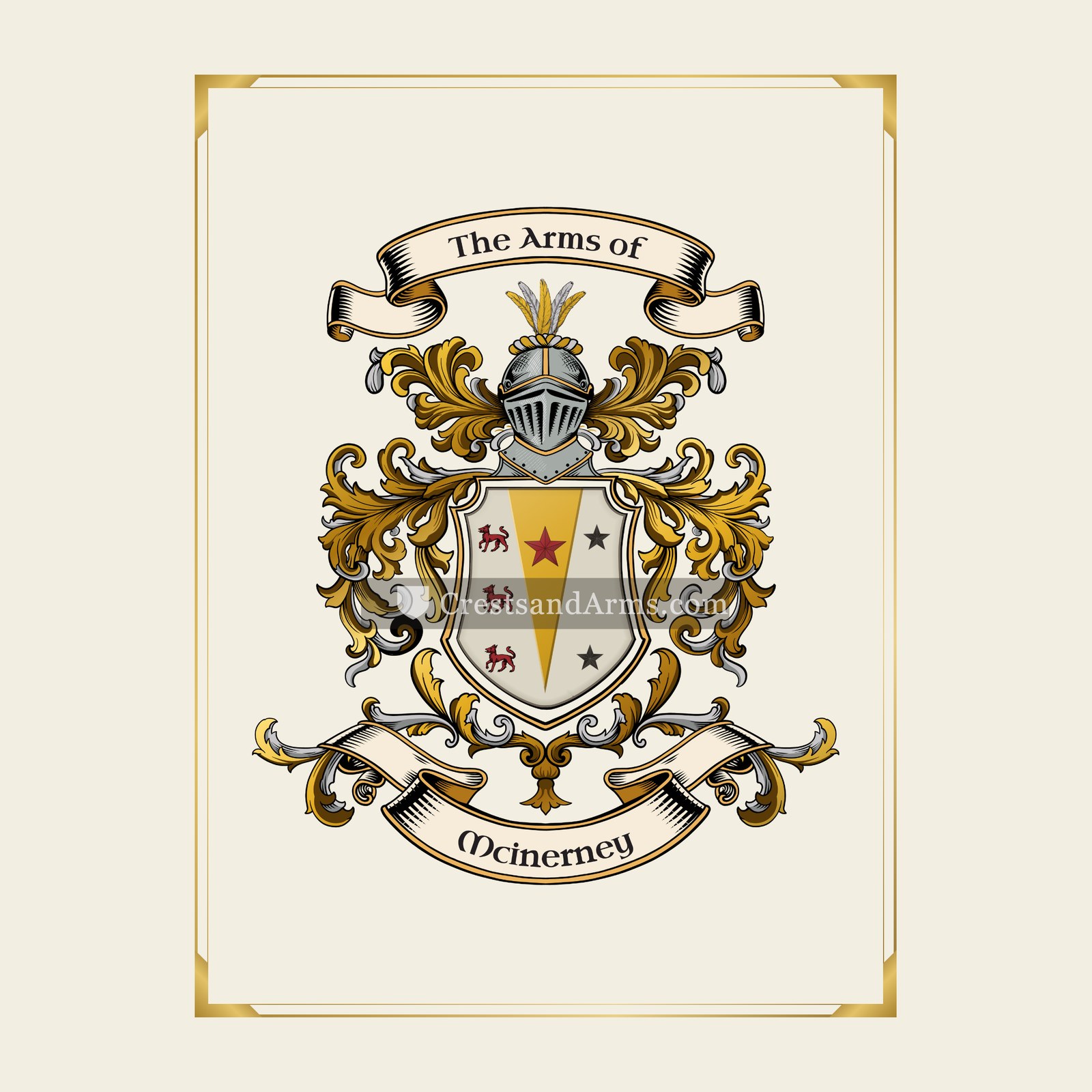 With gold border