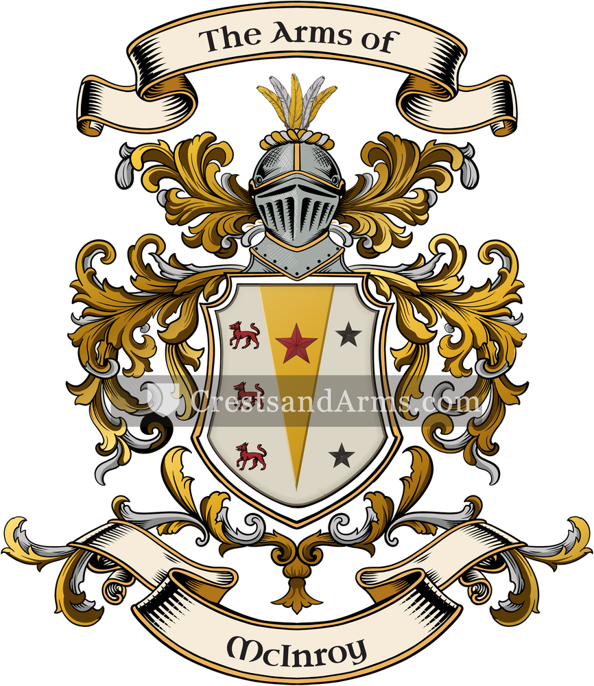 The McInroy coat of arms, drawn from the recorded blazon